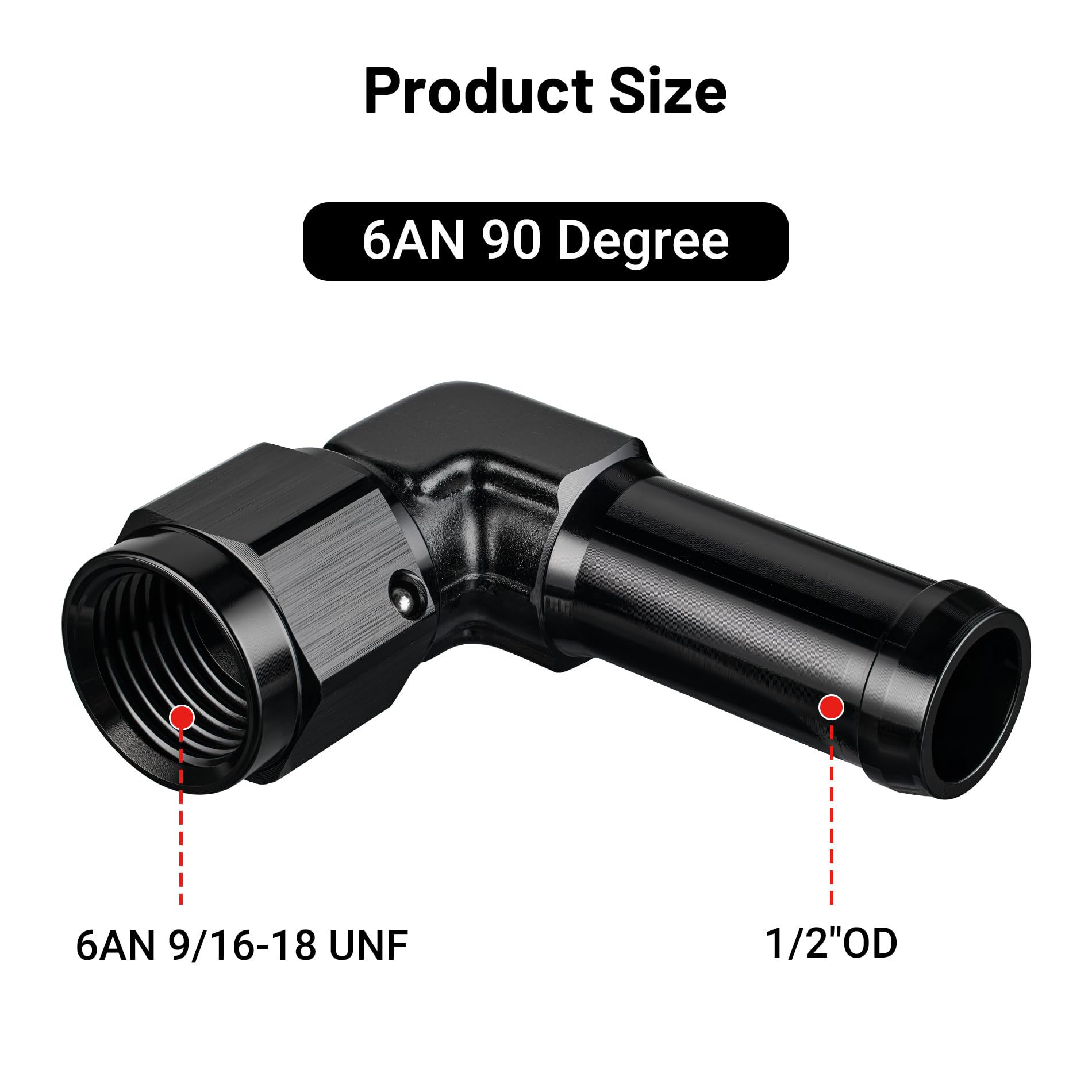 EVIL ENERGY 6AN Female to 1/2'' Barb Hose Fitting 90 Degree Swivel 2PCS