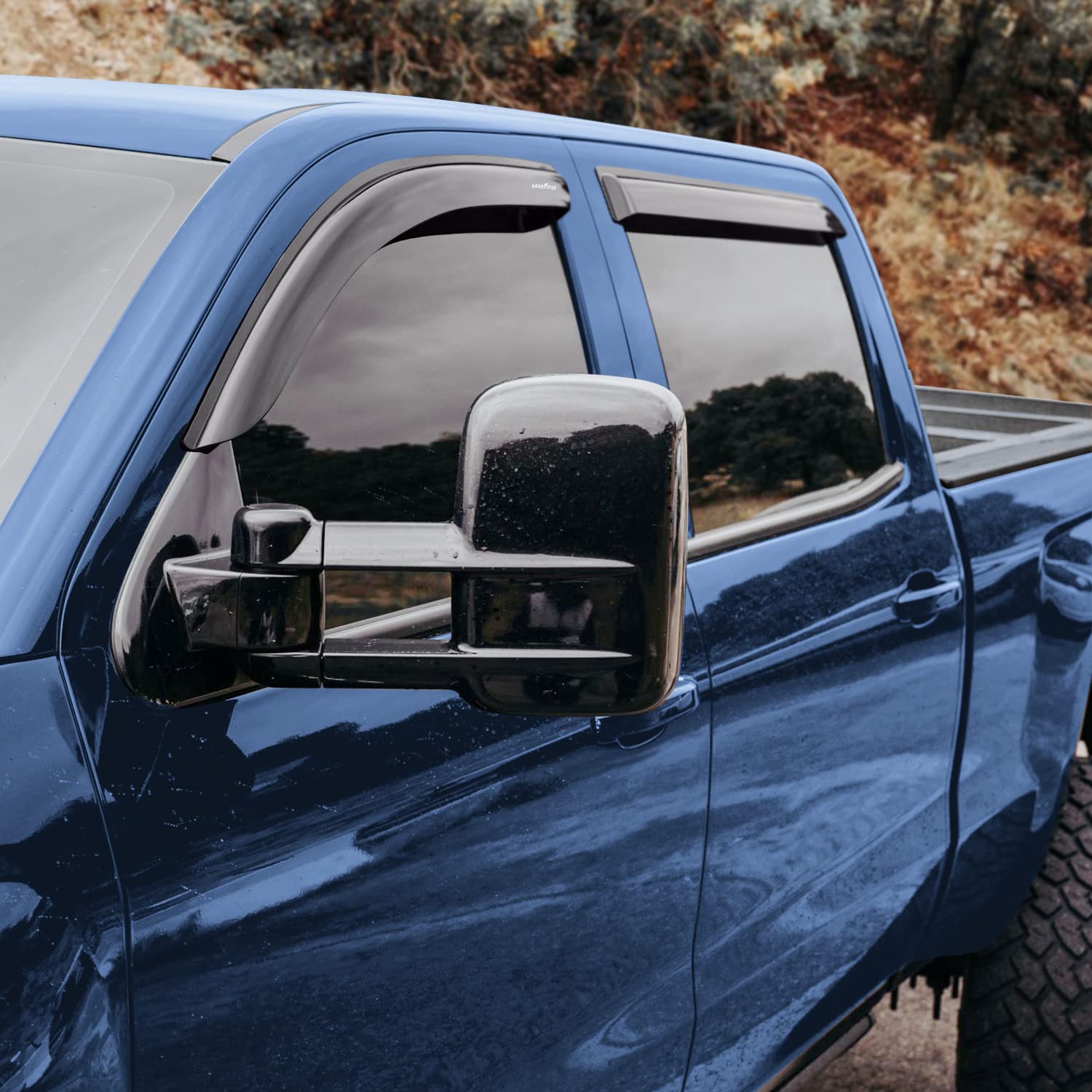 Goodyear Shatterproof Window Deflectors For Chevrolet (Chevy) Silverado/Gmc Sierra 2014-2018 Crew Cab, Tape-On Rain Guards, Wind