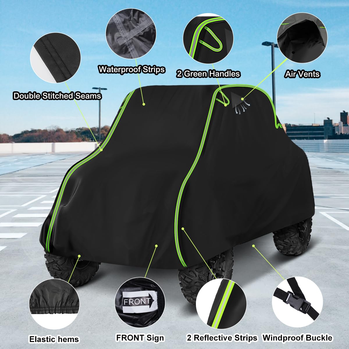 Qunsunus Utv Cover 2-3 Seater Compatible With Polaris Rzr Cover/Can-Am Defender Cover/Yamaha Yxz Cover All-Weather Protection He