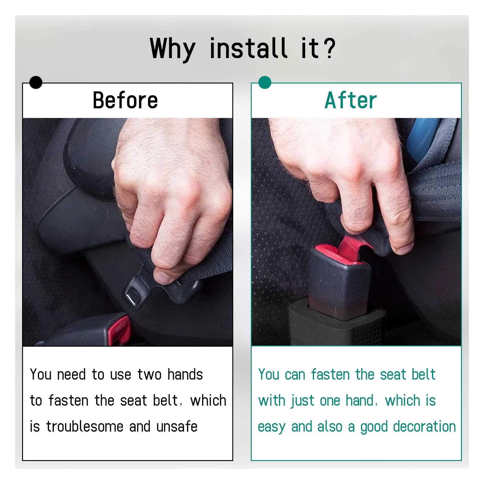 Augeny 2Pcs Seat Belt Buckle Holder, Silicone Auto Rear Seatbelt Buckle Booster To Makes Receptacle Stand Upright For Easy Access, Universal Vehicle Seatbelt Buckle For Kids (Black)