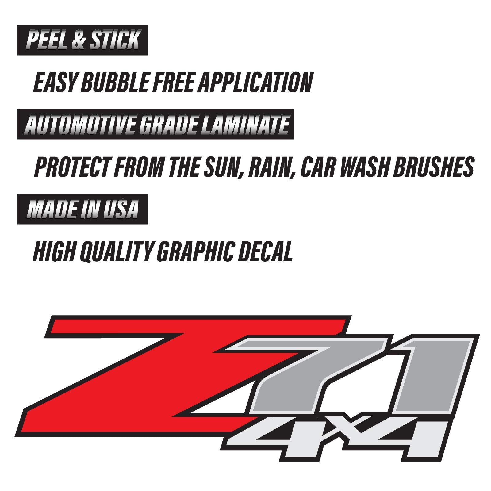 Z71 4X4 (Set Of 2 Decals) - F - 1500 2500 Hd Stickers (Z71 4X4 Original)