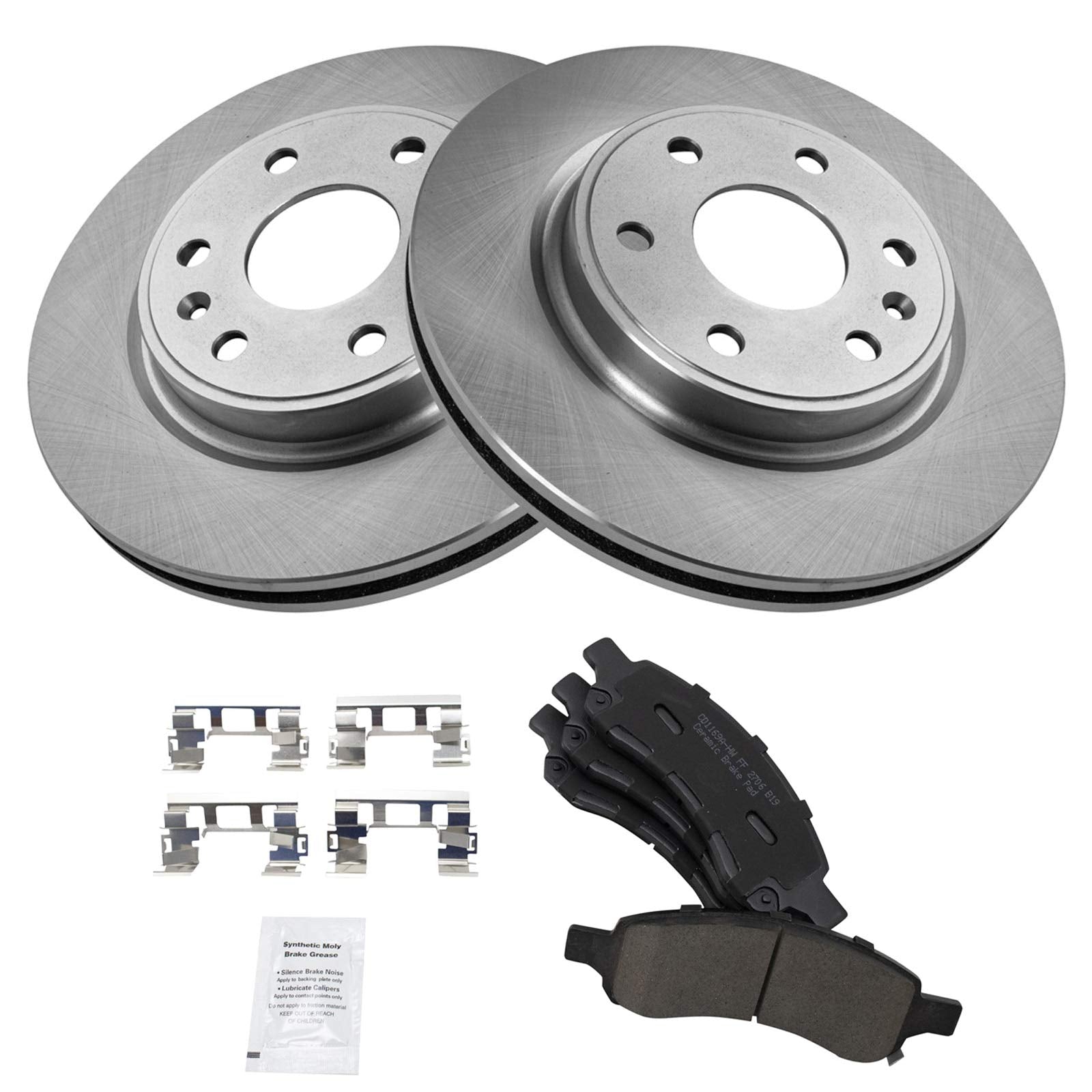 Trq Front Brake Pad & Rotor Kit Brake Pads Brake Rotor Ceramic Compatible With 2008-2017 Buick Enclave 2009-2017 Chevrolet Trave