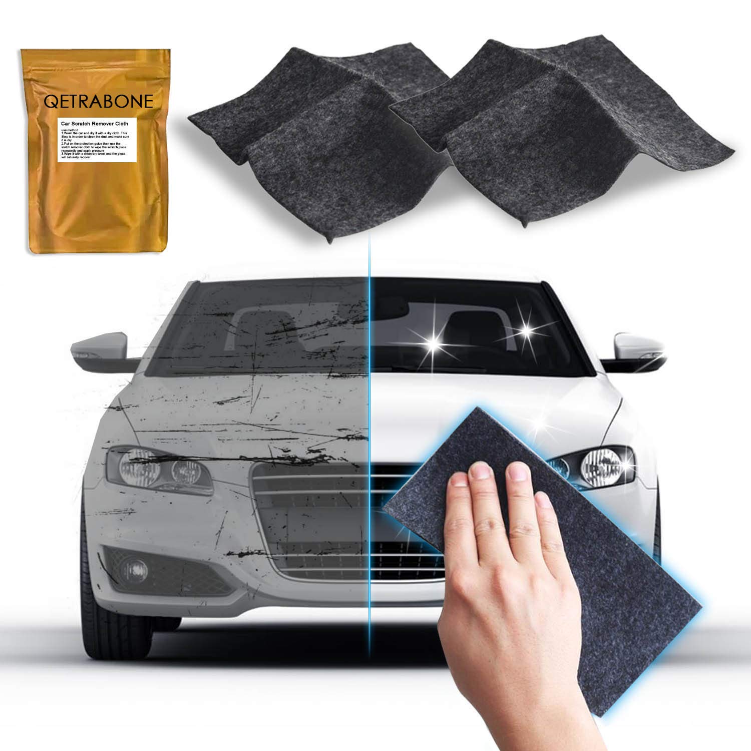 2 Pack - Upgraded Nano Magic Car Scratch Remover Cloth, Multipurpose Scratch Repair Cloth, Nanomagic Cloth For Car Paint Scratch
