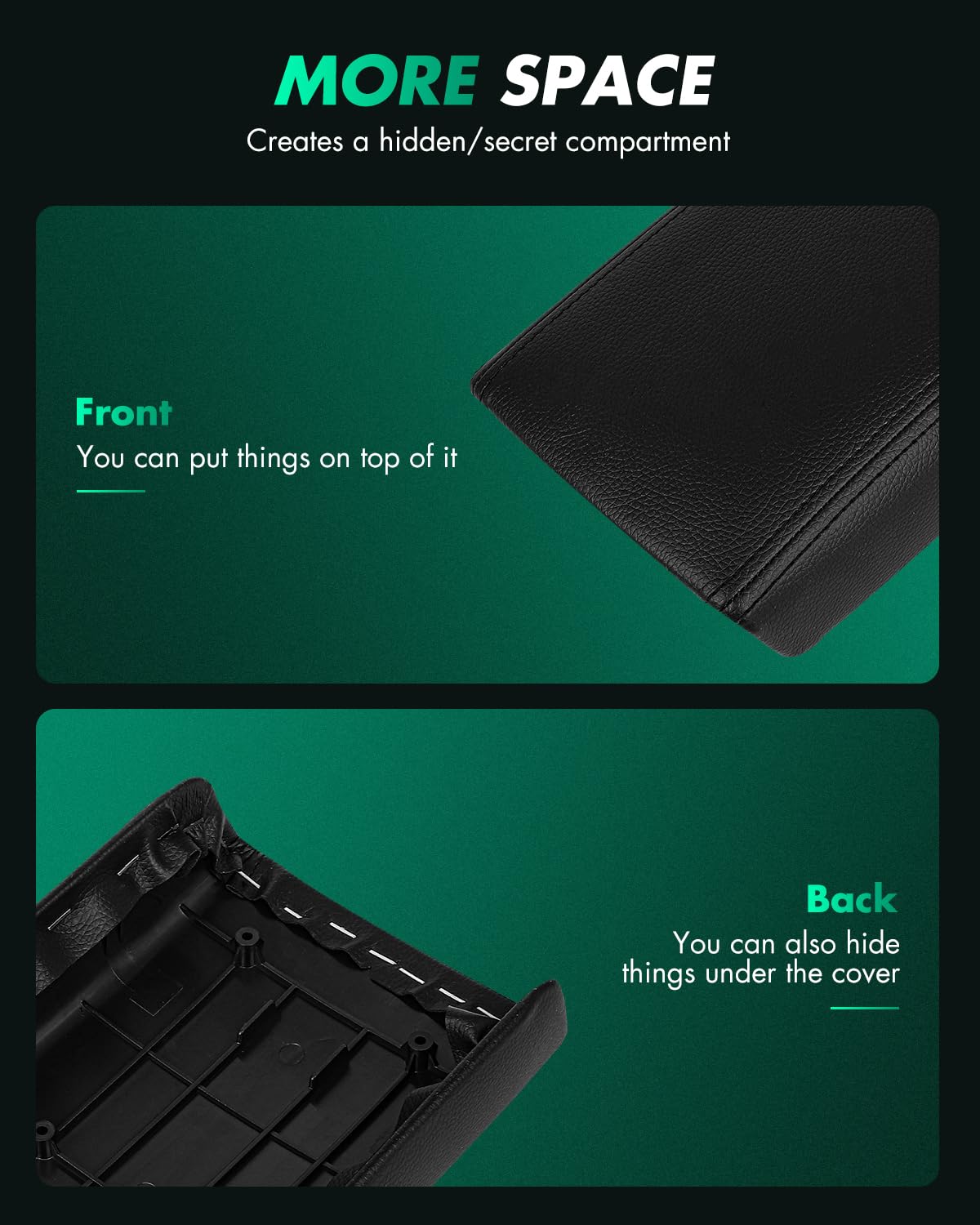 SCITOO Auto Black Car Center Console Lid Armrest Seat Box Cover Replacement Fit for 2003-2007 for Honda Accord 7th Armrest Cover