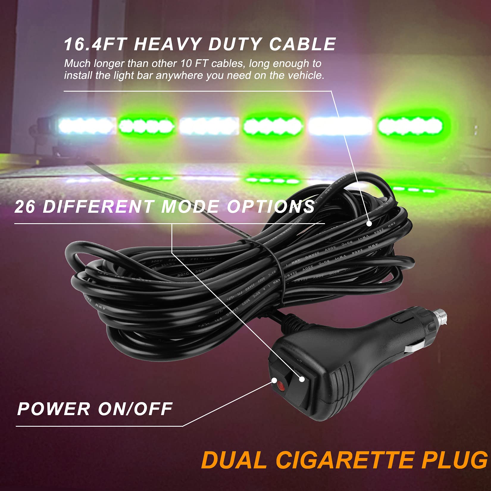 Aspl 29.5 54 Led Strobe Light Bar Double Side Flashing High Intensity Emergency Warning Flash Strobe Light With Magnetic Base For Safety Construction Vehicles Tow Trucks Pickup (Green/White)