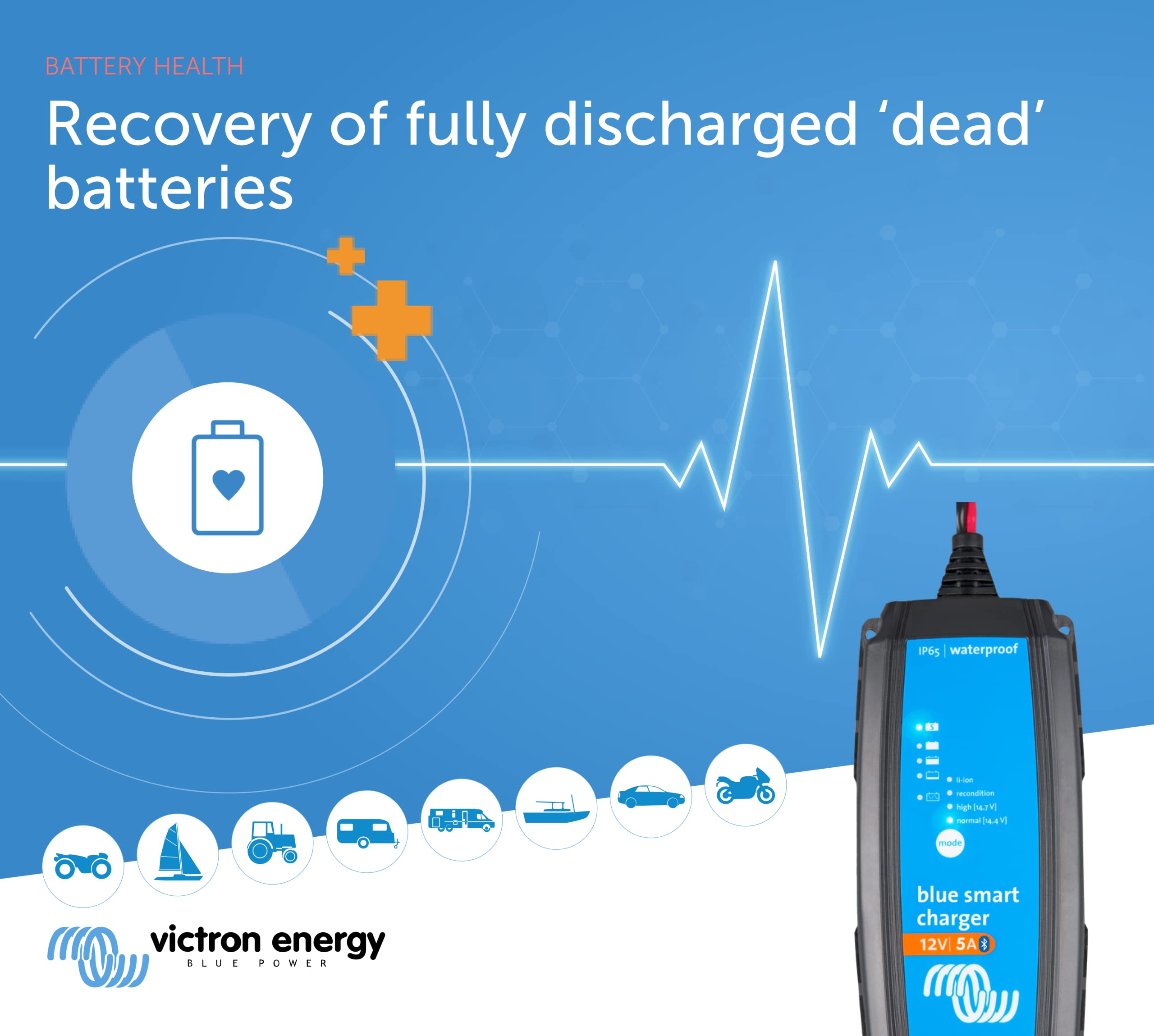 Victron Energy Blue Smart Ip65 12-Volt 5 Amp Battery Charger (Bluetooth)