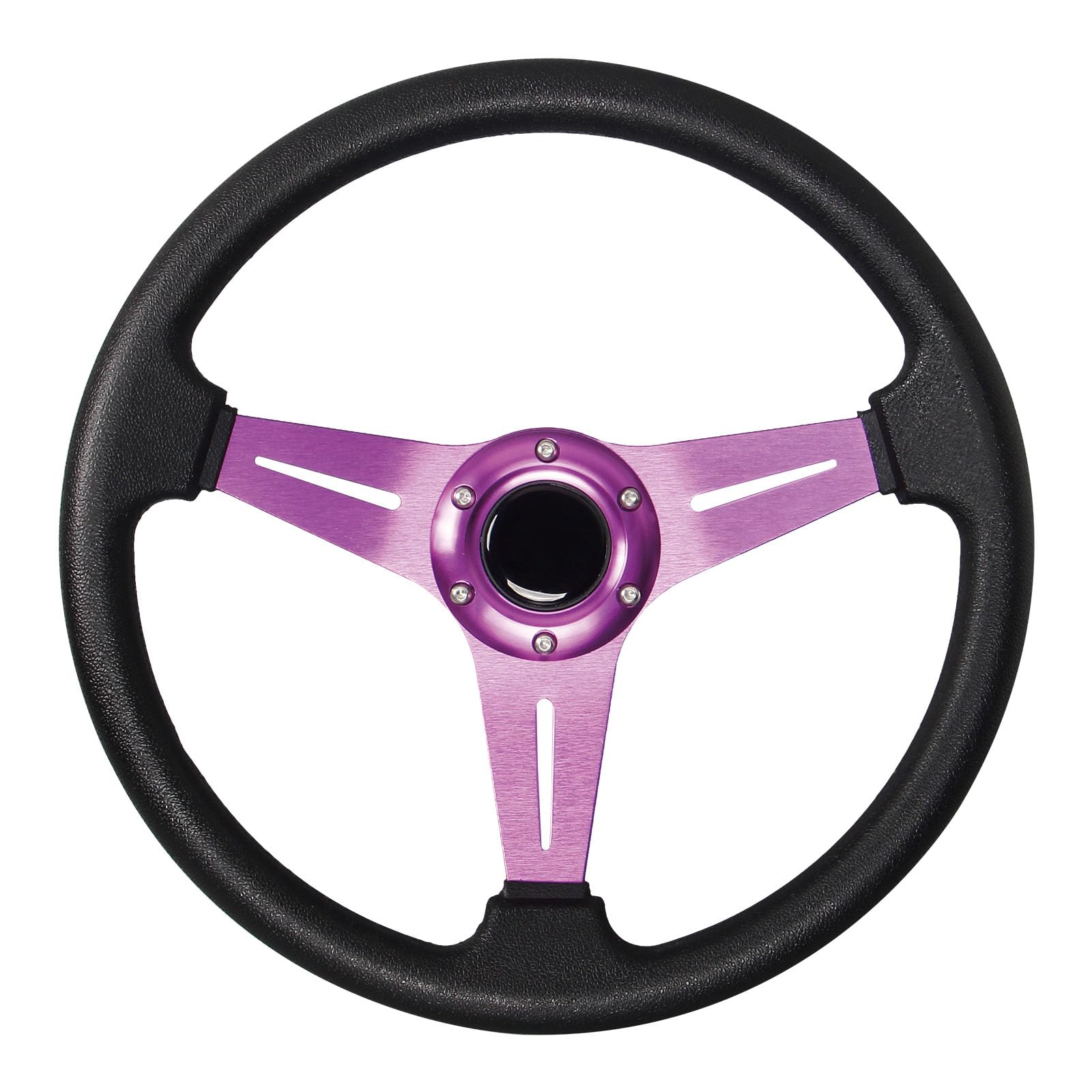 Yehicy Auto Racing Flat Steering Wheel With Purple Spokes 350Mm 13.8   6 Bolts Grip Vinyl Leather Universal Simulation Game Stee