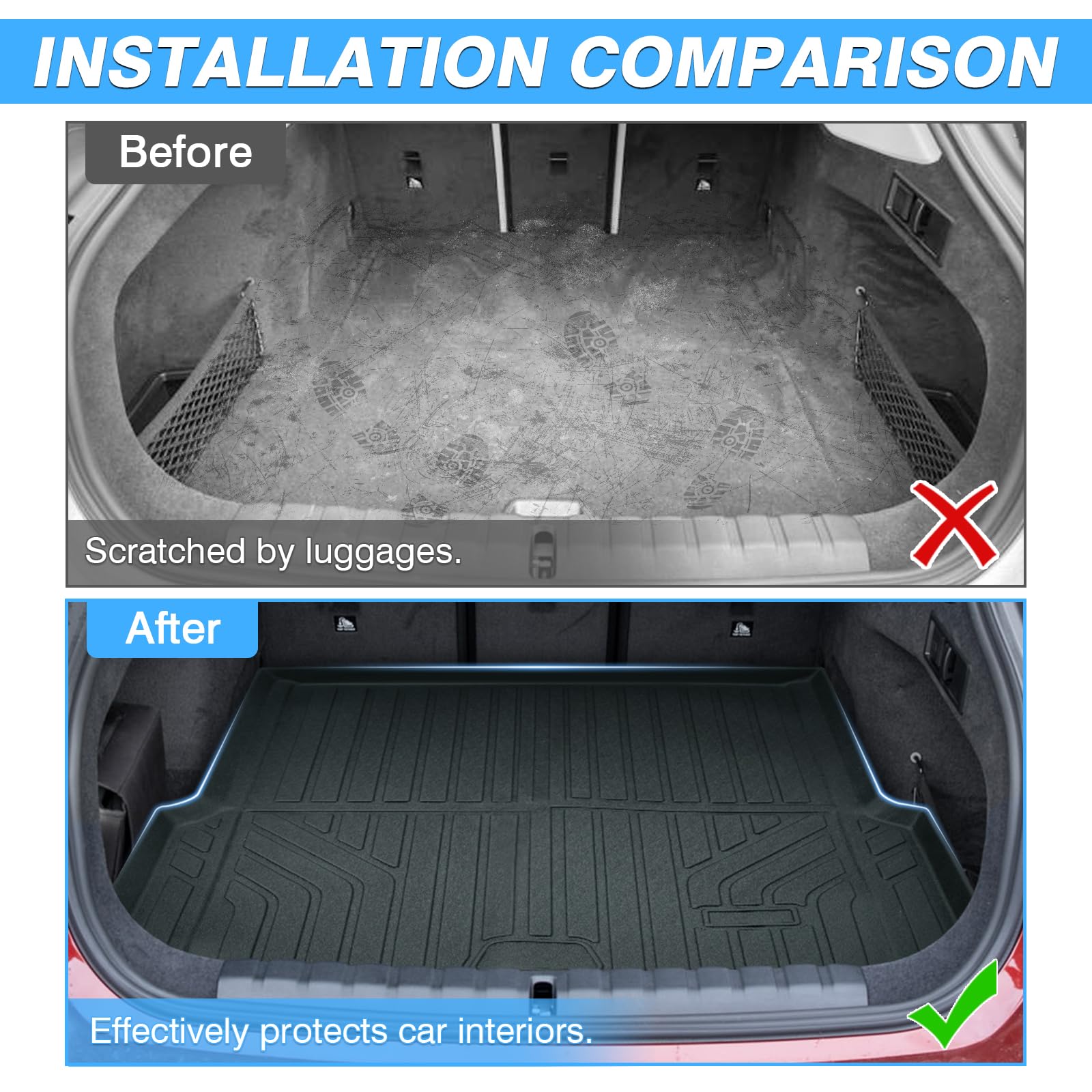 Powerty Cargo Mat Compatible For Bmw I4 2022-2024 2025 Accessories All Weather Cargo Liner Tpe Rear Trunk Mat