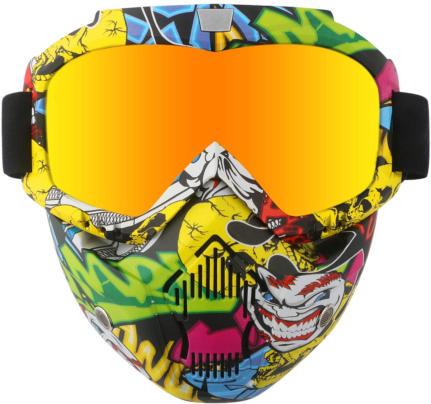 Motorcycle Helmet Riding Goggles Glasses With Removable Face Mask,Detachable Fog-Proof Warm Goggles Mouth Filter Adjustable Non-