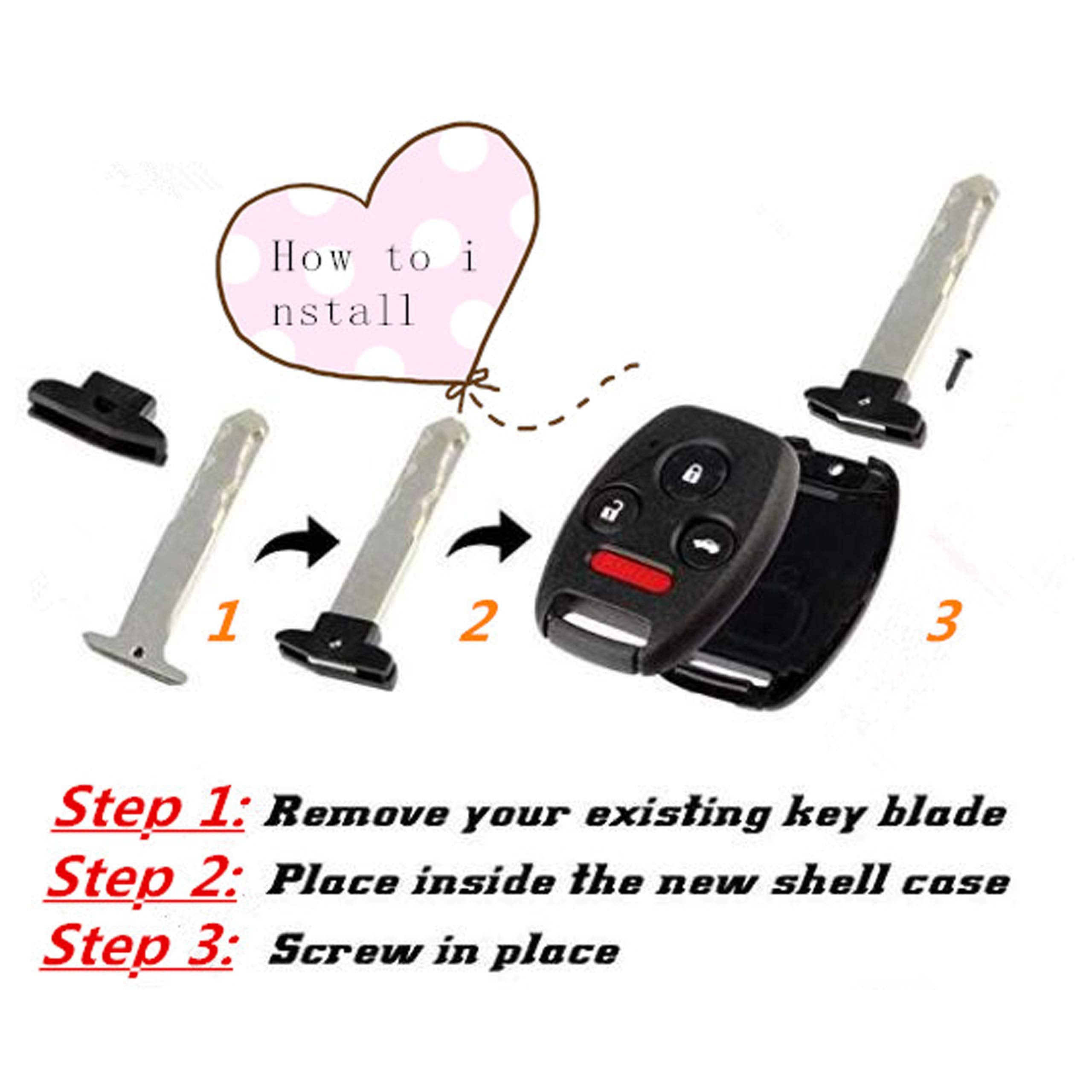 Replacement For 3+1 Buttons Keyless Entry Remote Honda Key Fob Shell Case Fit For Honda Accord Civic Ex Pilot (2Pc)