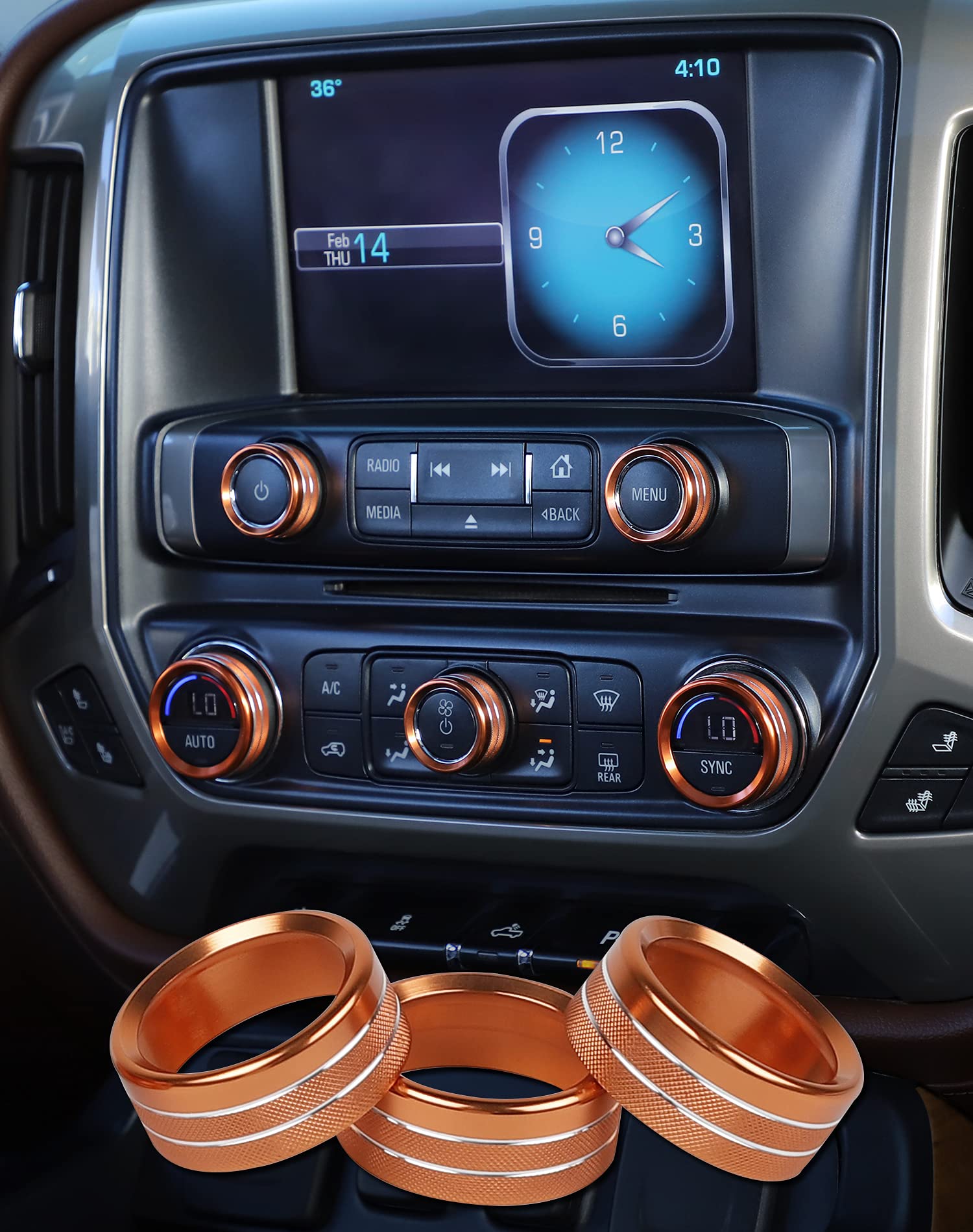 Jecar Center Console Switch Button Trim Air Conditioner Control Knob Cover For Chevy Silverado & Gmc Sierra 2014-2018, Orange