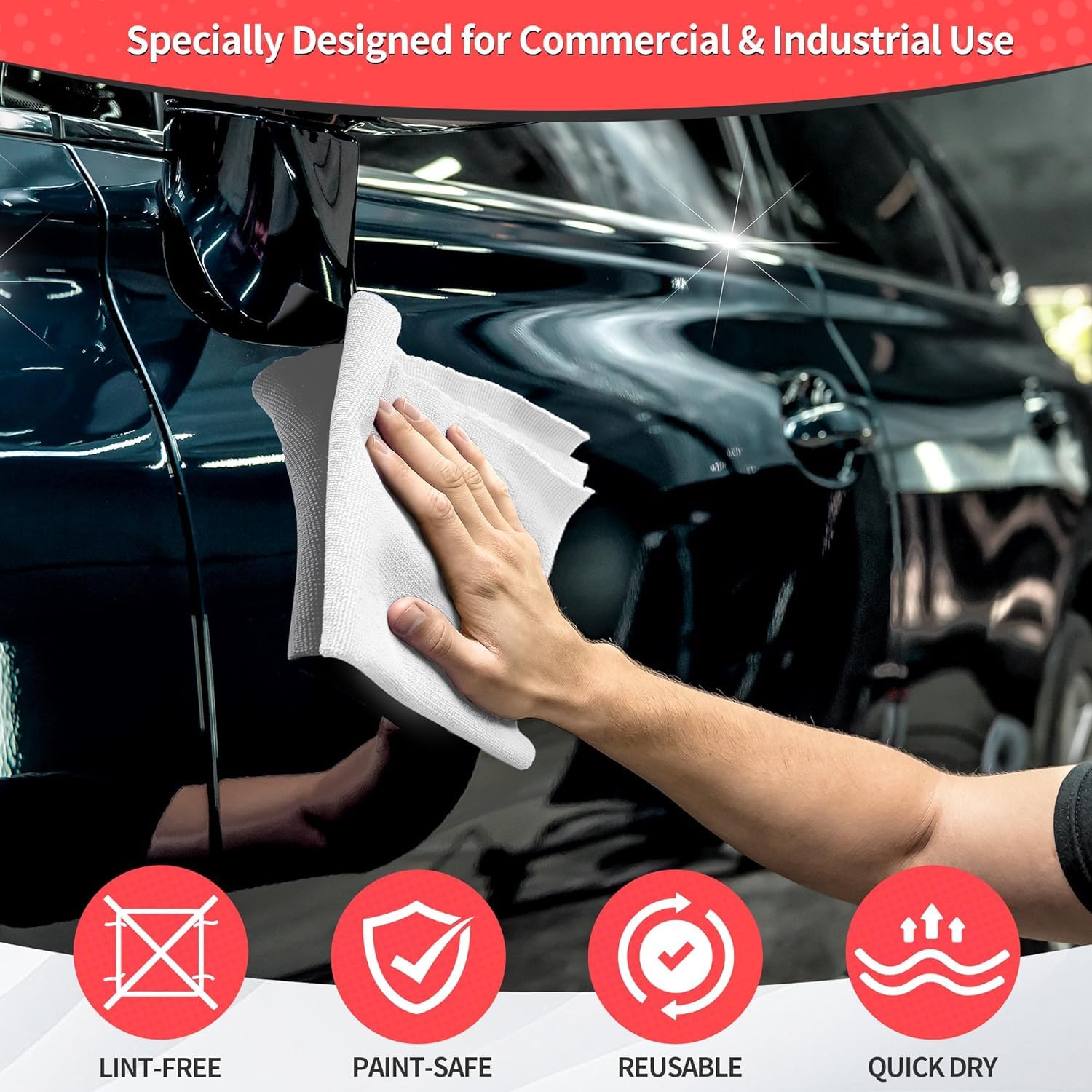 Homerhyme White Microfiber Cleaning Cloth, 150 Pack Shop Towels All-Purpose Cleaning Rags, Bulk Lint-Free Washcloth Reusable Mic