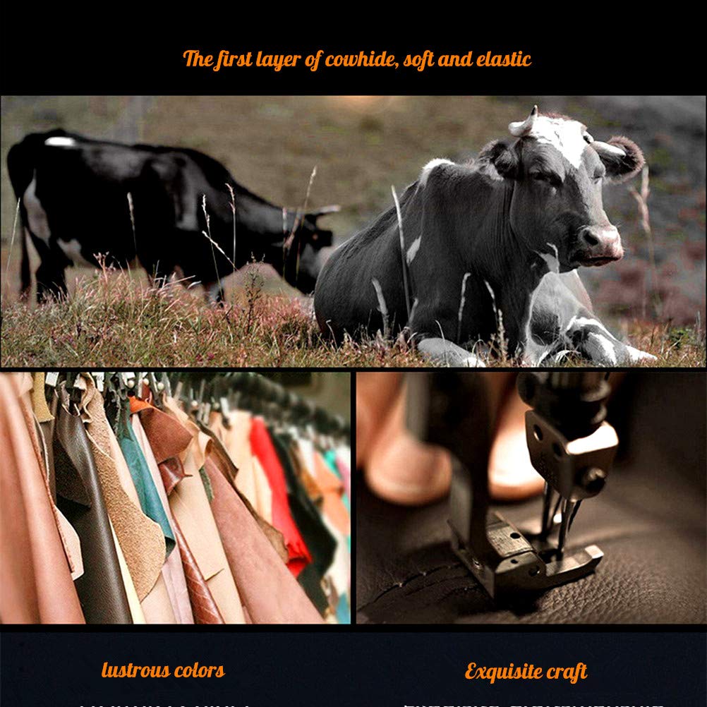 Brown Wheel Cover Cowhide Steering Wheel Cover Brown Leather Car Steering Wheel Cover Universal Size M / 15Inch Fit Car/Auto/Suv