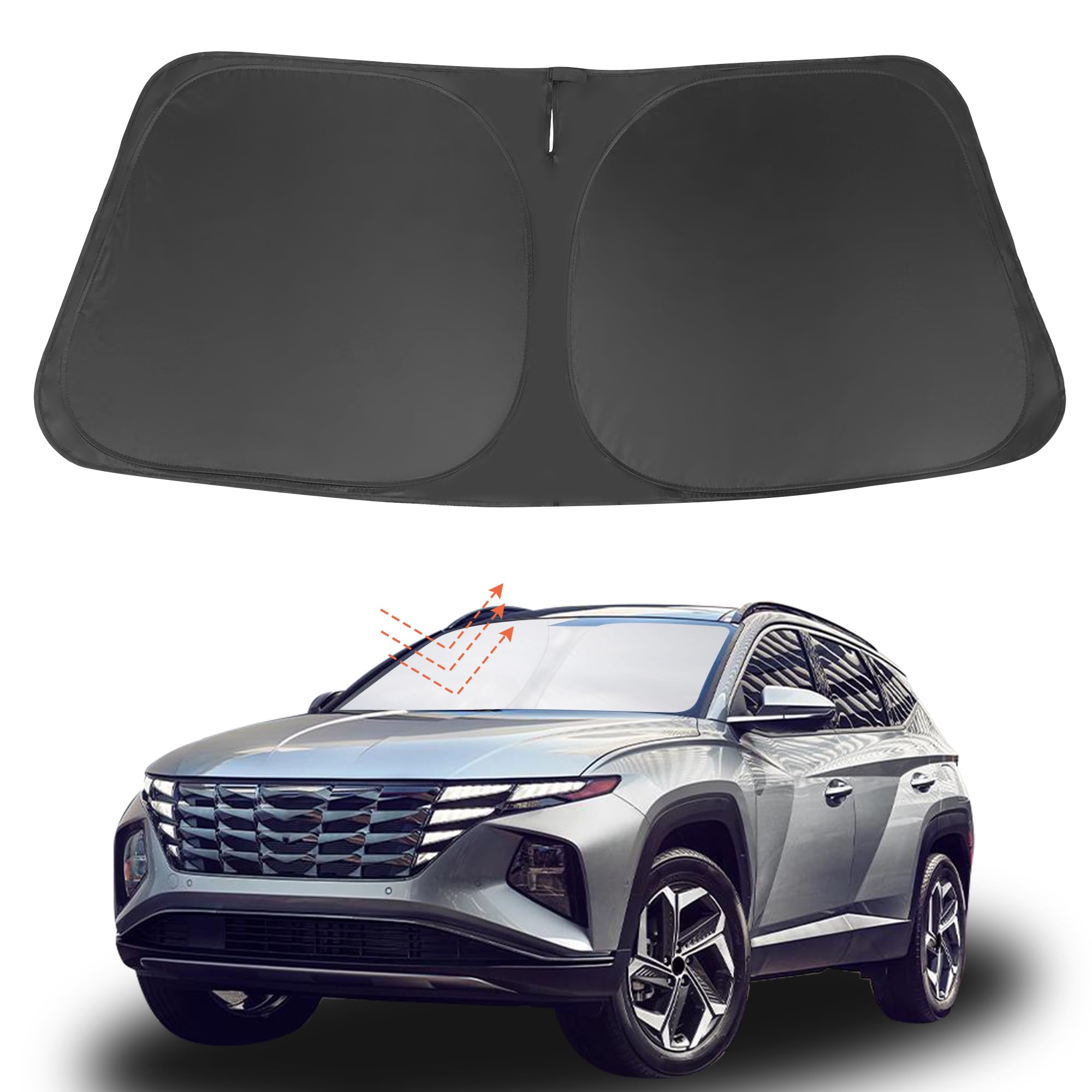 Yycke Windshield Sun Shade Accessories Compatible With 2022-2024 2025 Tucson For Hyundai Foldable Sunshade Sun Visor Blocks Uv