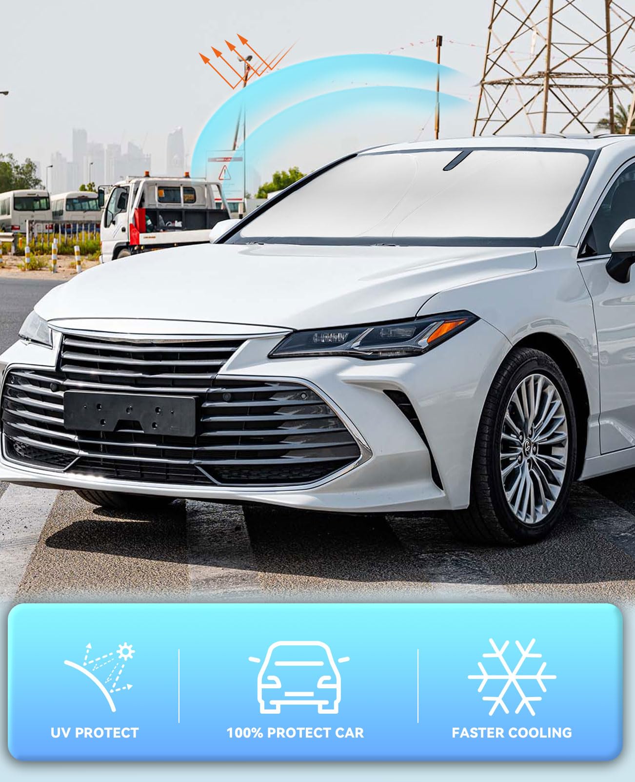 Sun Shade For Camry 2018-2023 Windshield Sunshades Windshield Cover Front Window Shields Custom Fit Toyota Camry Le Xse Xle Hybr