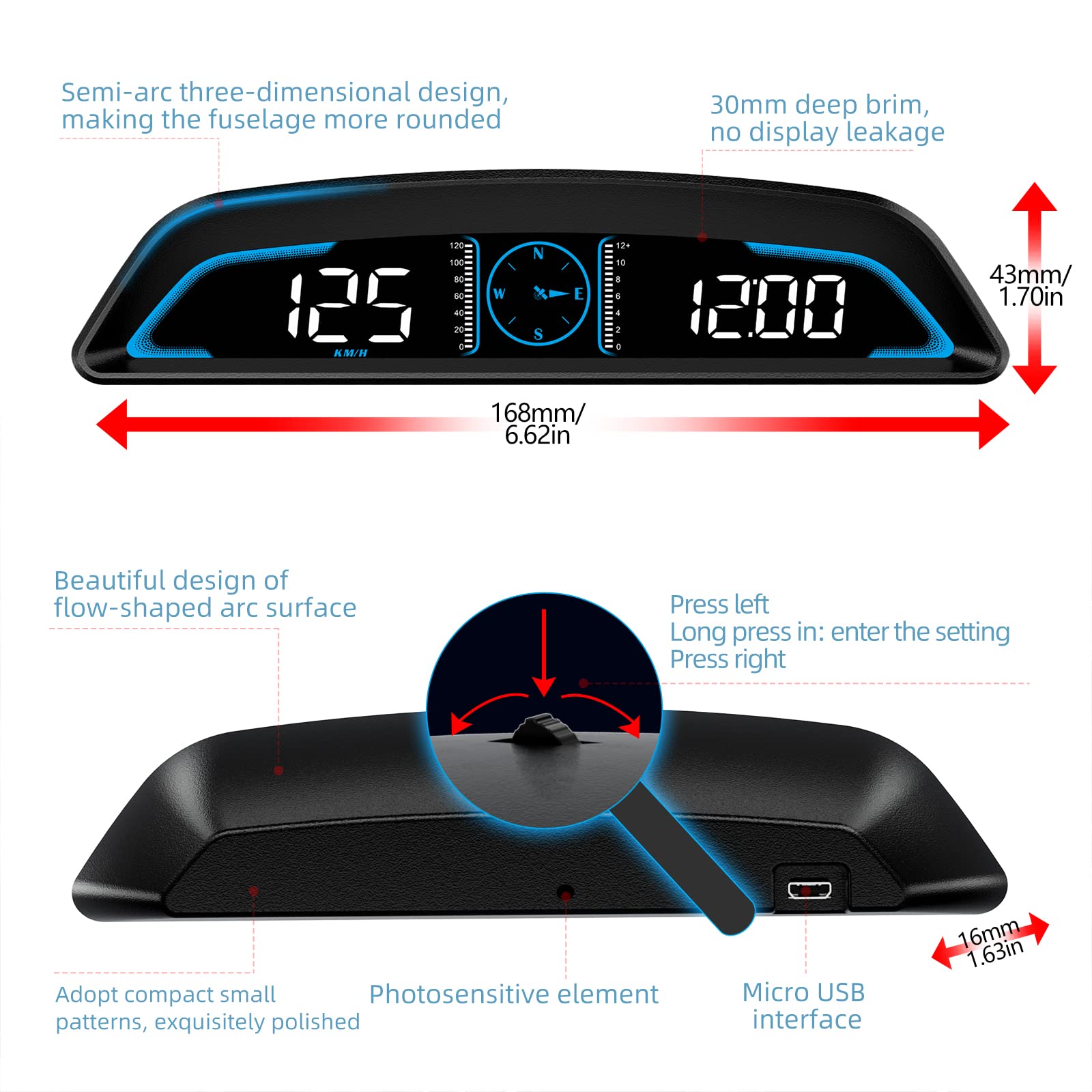 Sinotrack Digital Gps Speedometer Universal Heads Up Display For Car 5.5 Inch Large Lcd Display Hud With Mph Speed Fatigued Driv