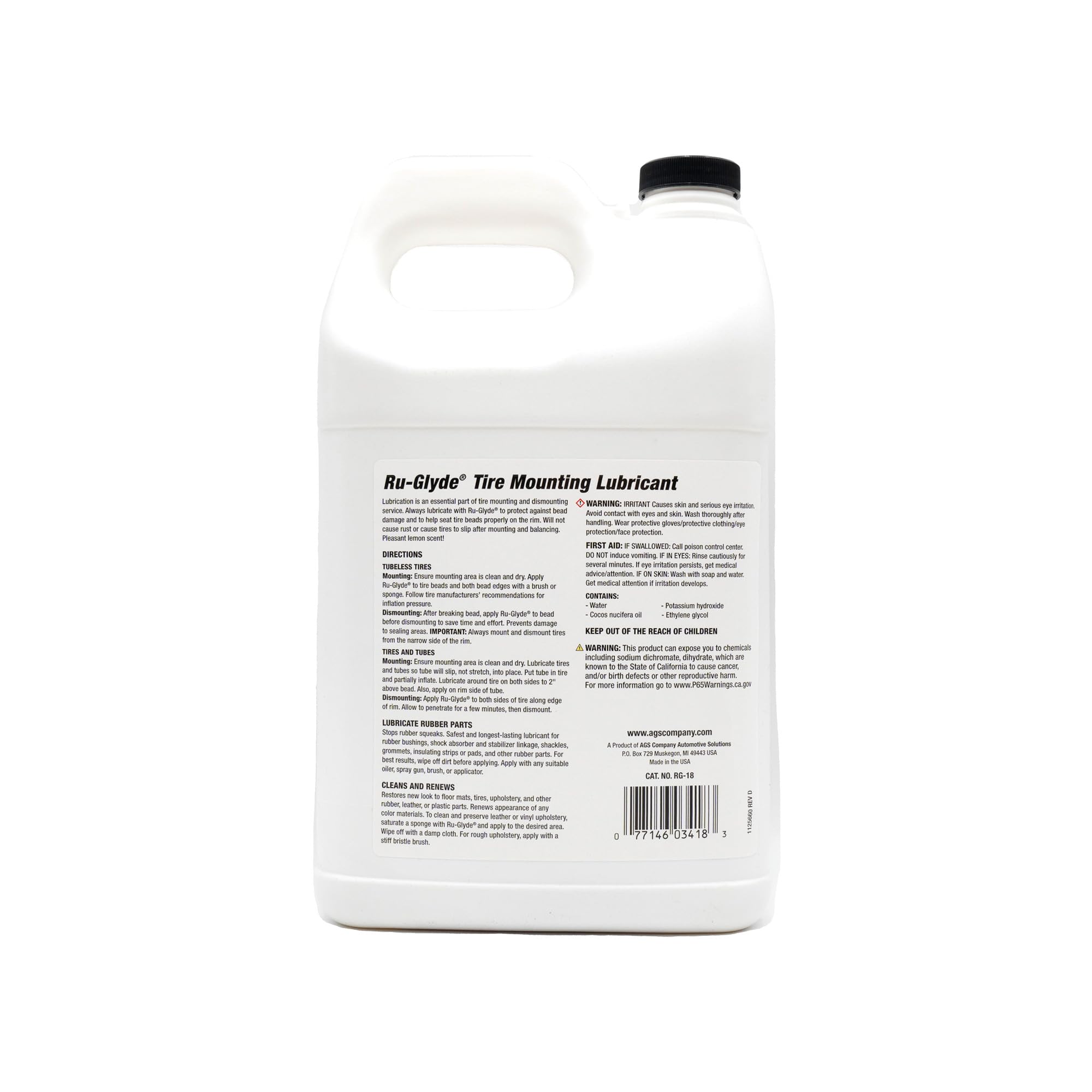 Ruglyde Tire Mounting And Rubber Lubricant, 1 Gallon Bottle, Rejuivanate Tire Rubber, Easy Tire Bead Seating, Tire Dressing, Tir