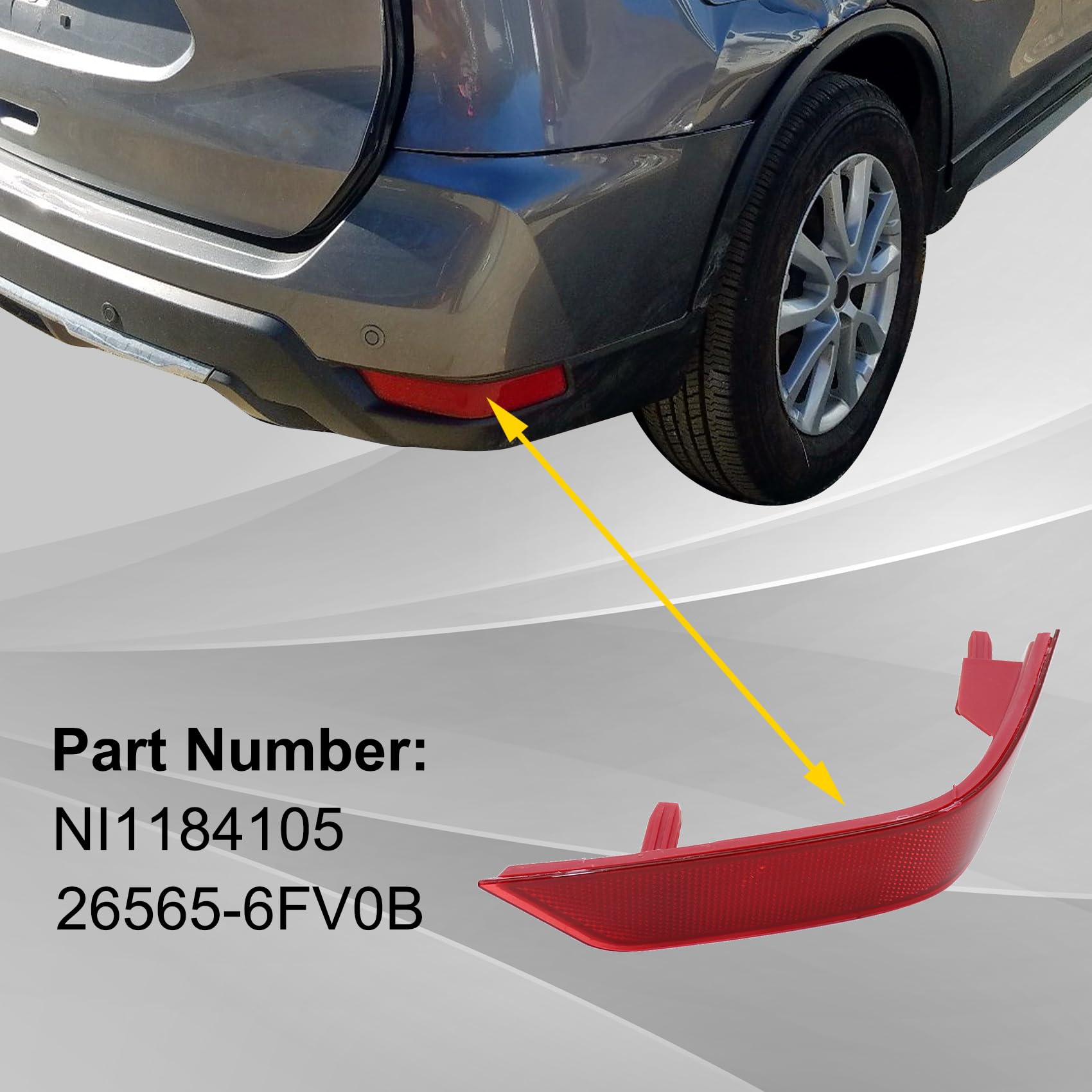 Priprilod 1 Pcs Rear Passenger Right Side Bumper Reflector 26565-6Fv0B Compatible With Nissan Rogue 2017 2018 2019# Ni1184105 26