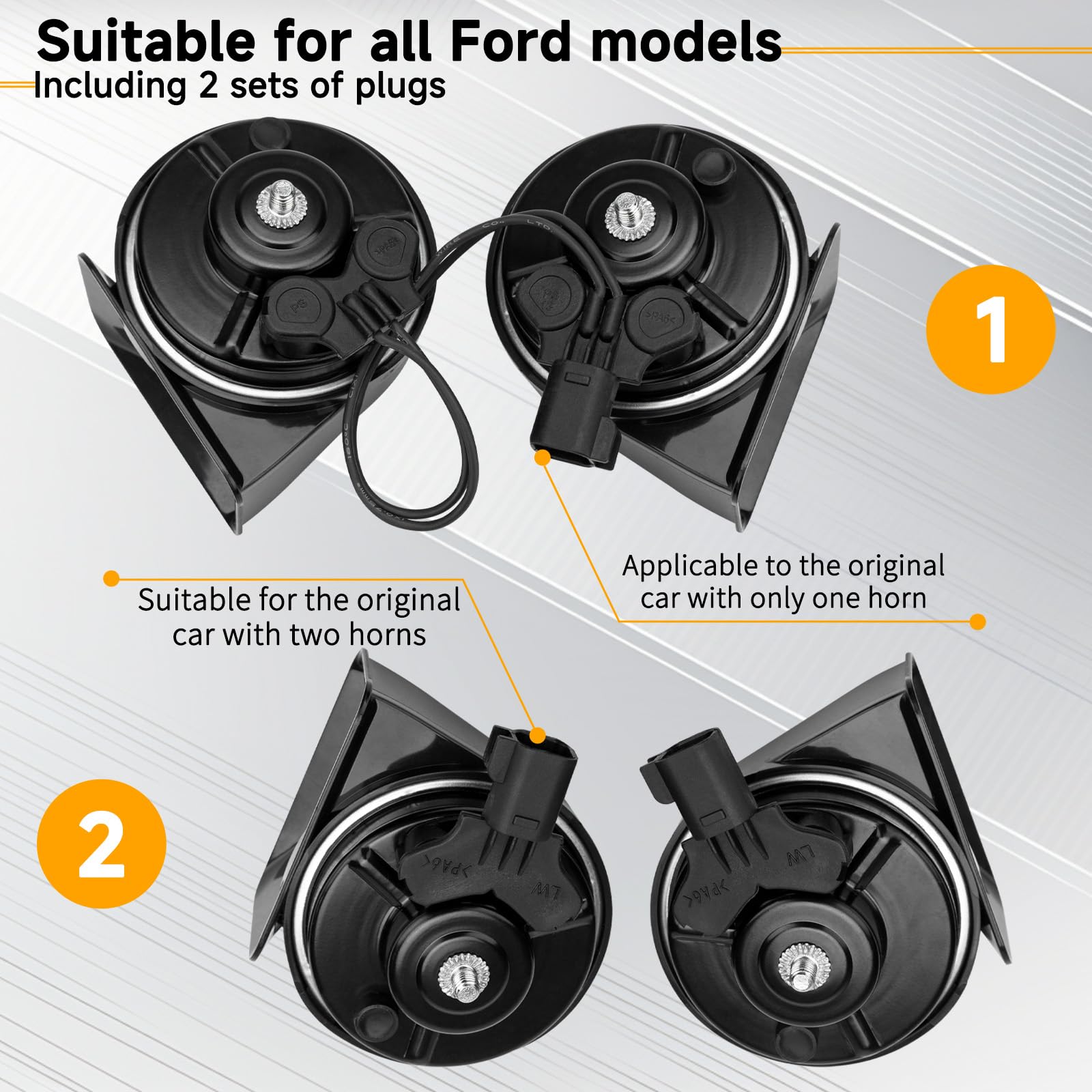 Farbin Loud Horn Compatible With Ford/Gm/Chrysler F-150 12V Car Horn Loud Dual-Tone Electric Snail Horns Waterproof Special Inte