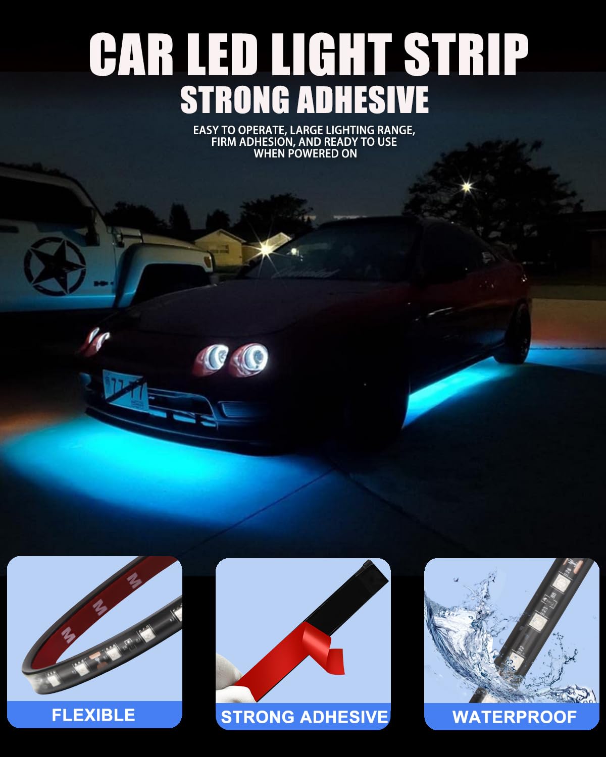 12V Led Light Strip 32Cm Waterproof Ice Blue Led Strip Lights For Cars Motorcycles Golf Cart Interior & Exterior Marine Boat 505