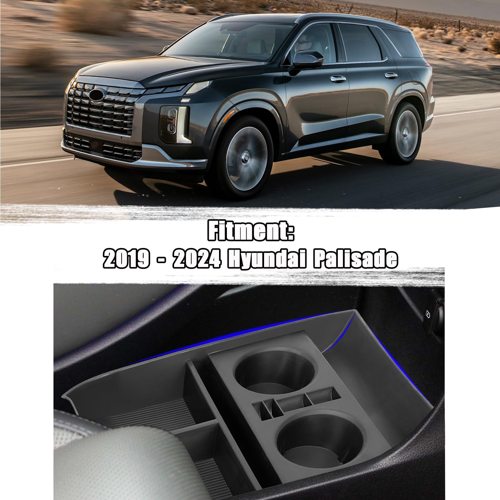 Neepiar Center Console Organizer Tray Compatible with Hyundai Palisade Storage Box Insert Tray Interior Accessories (2019-2024 L