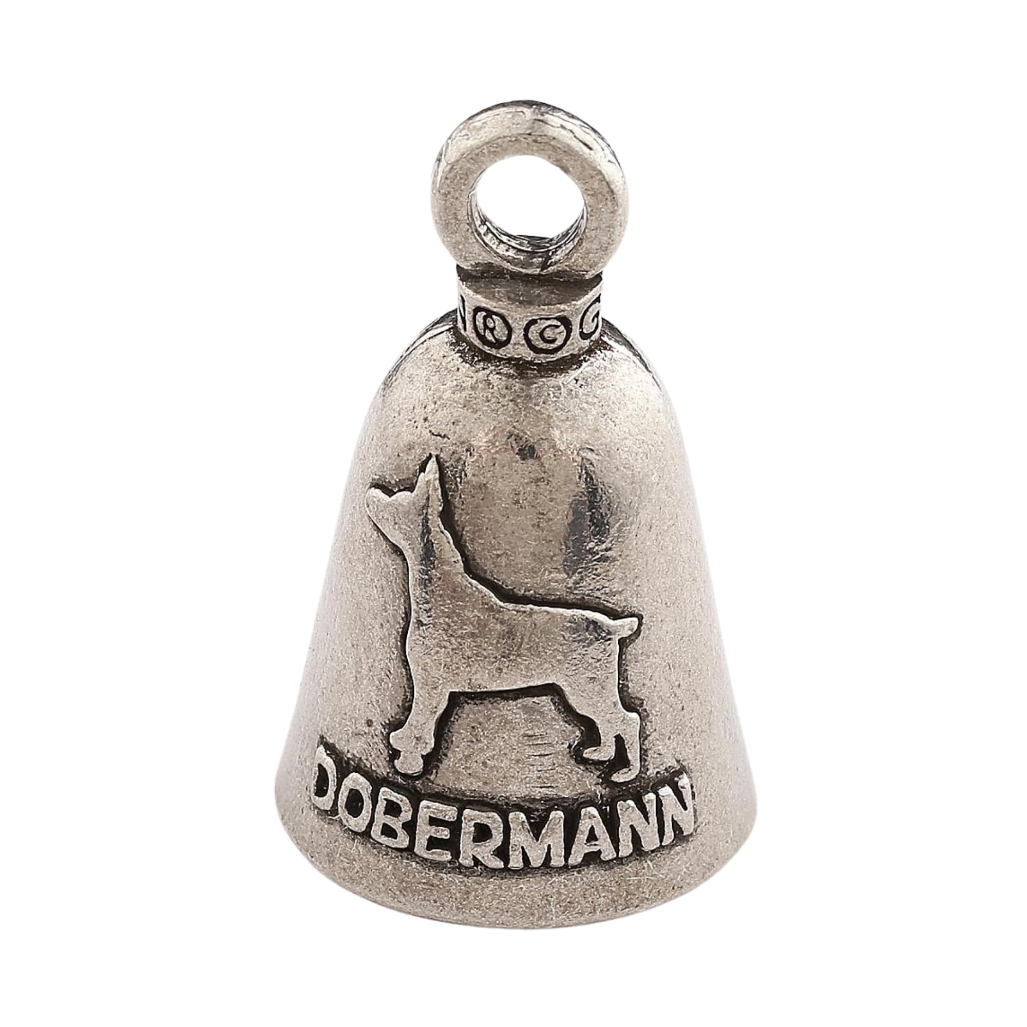 Guardian Bell Doberman Good Luck Bell W/Keyring & Black Velvet Gift Bag | Motorcycle Bell | Lead-Free Pewter | Made In Usa
