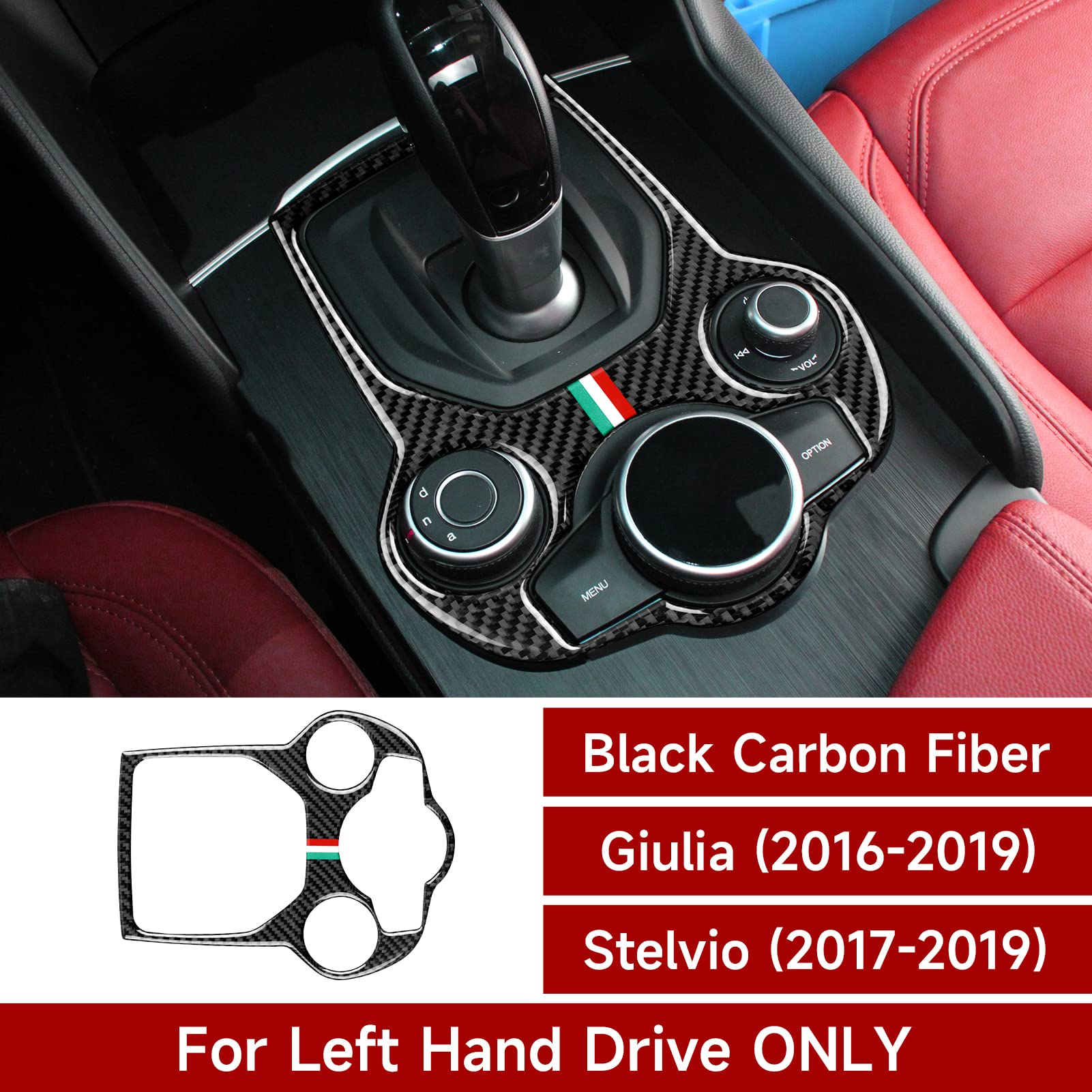 Car Gear Shift Sticker Carbon Fiber Decals Center Console Cover Trim Compatible With Alfa Romeo Giulia 952 Stelvio 949 2016 2017