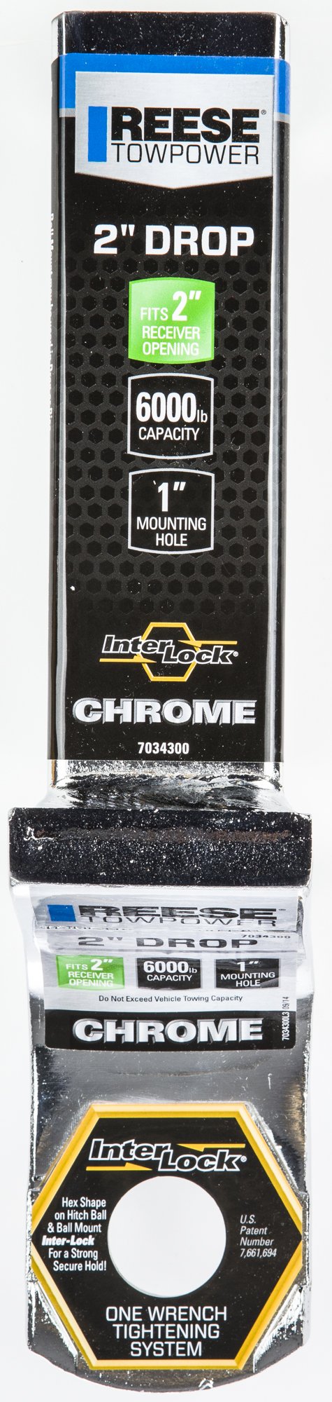Reese Towpower 7034300 2'' Drop Chrome Class III Interlock Ball Mount
