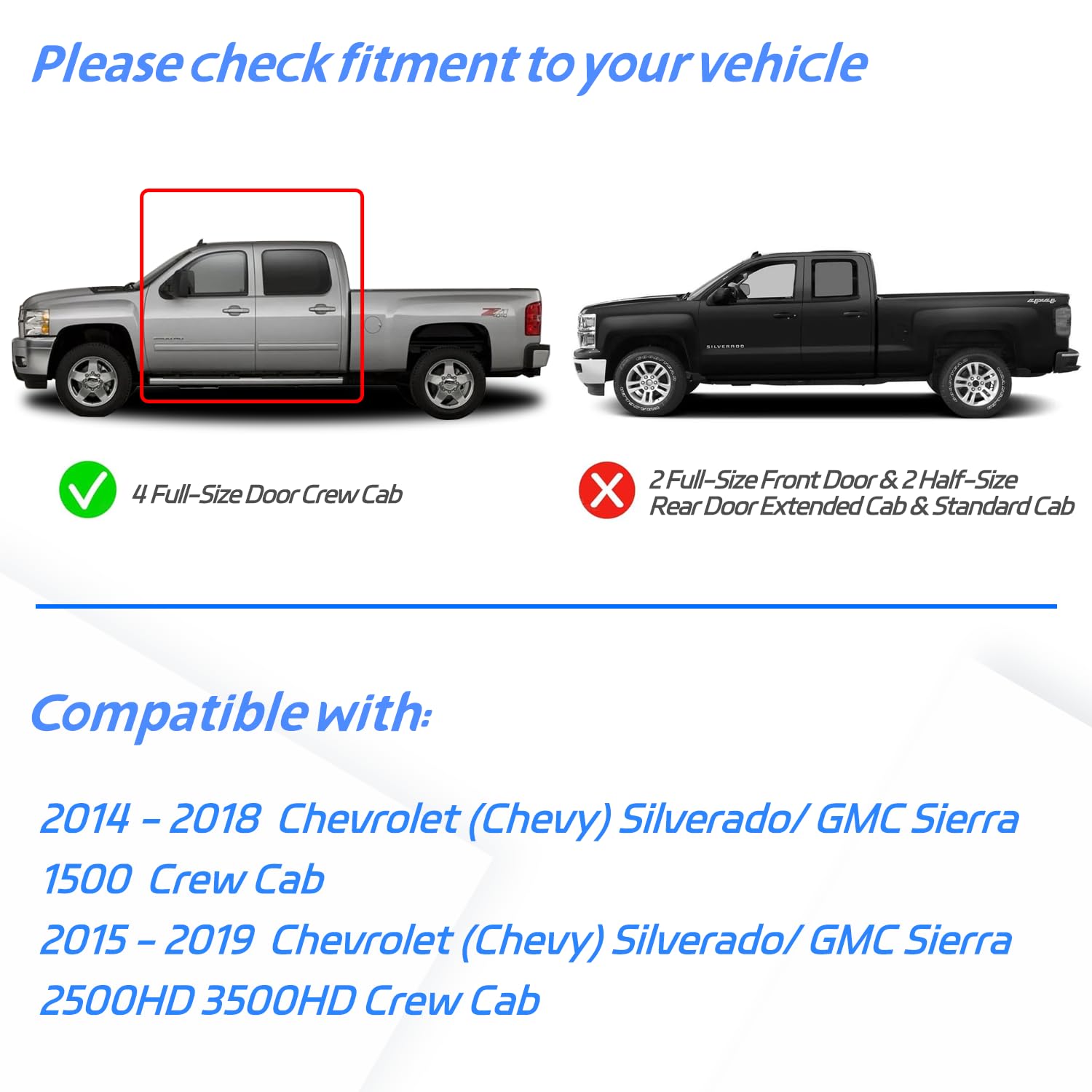 in Channel Rain Guards for 2014-2018 Chevy Silverado/GMC Sierra 1500 Crew Cab, 2015-2019 Silverado/Sierra 2500HD-3500HD Crew Cab