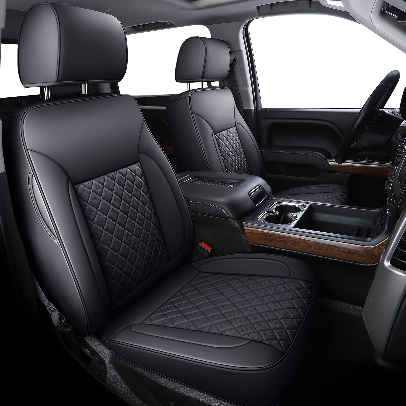 LUCKYMAN CLUB Chevy Silverado/Sierra P01-S1 Seat Covers Full Set, Fit 2019-2024 1500/2020-2024 2500 HD/3500 HD Crew Cab with Bre