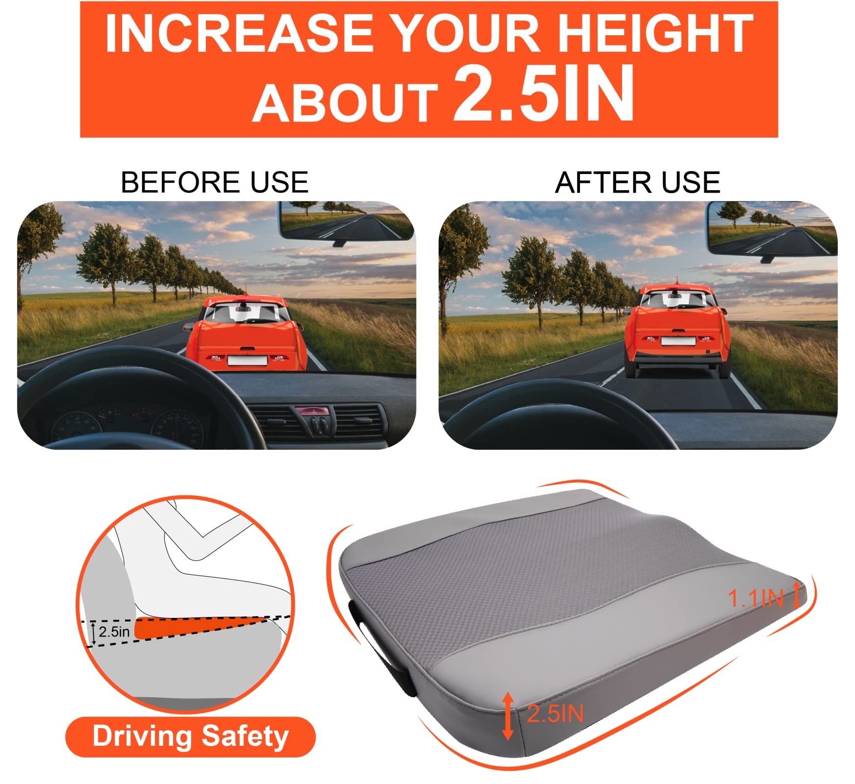 Lofty Aim Car Seat Cushion, Comfort Memory Foam Car Cushions For Driving - Sciatica & Lower Back Pain Relief, Seat Cushion For C