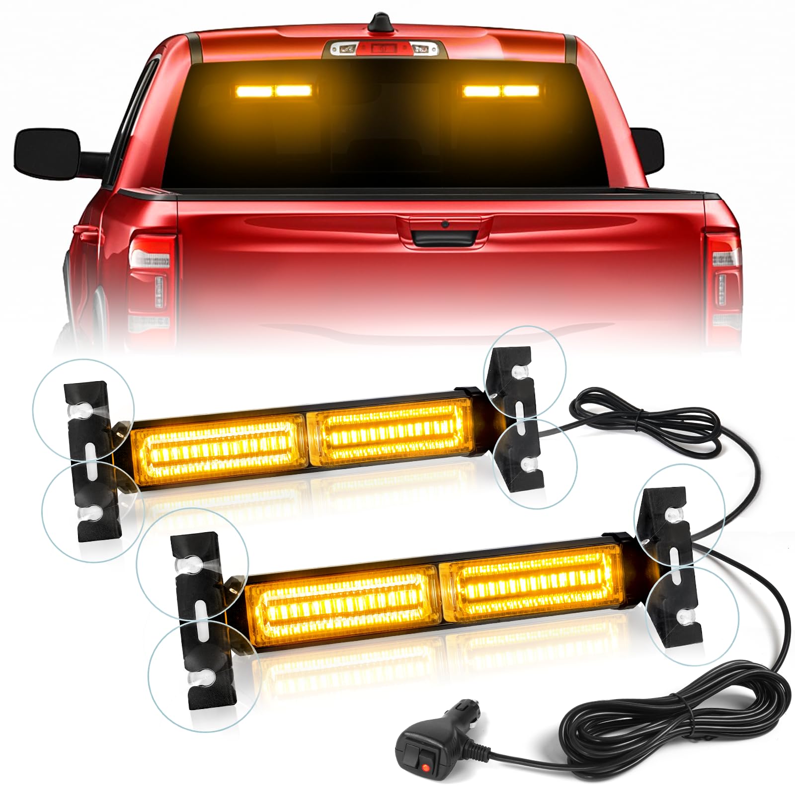 Hlauto 1002L Emergency Strobe Traffic Advisor Light Bar: 40Led Dash Safety Warning Flashing Front/Rear Windshield Visor Light Fo