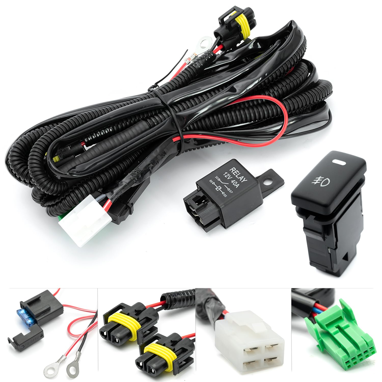 H11 H8 880 881 Fog Light Wiring Harness For Toyo'Ta 2005-2022 Tacoma W/Oem Factory Style On/Off Switch Kit & 40A Relay Fog Lamps