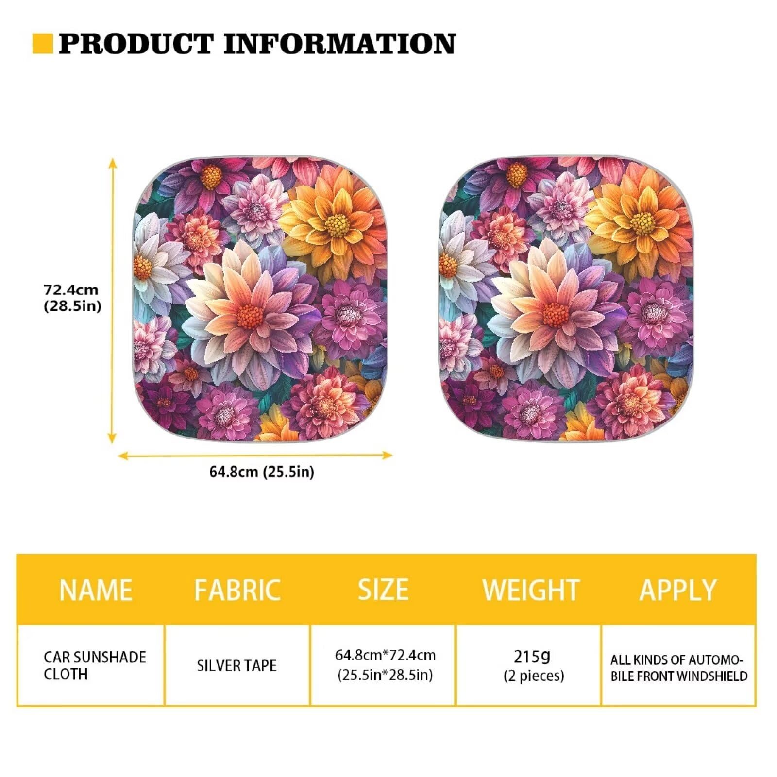 Renewold Gift For Women Men Foldable Sun Shade Boho Flower Dahlia Sunshade For Car Windshield Car Window Covers Uv Rays Heat Sun