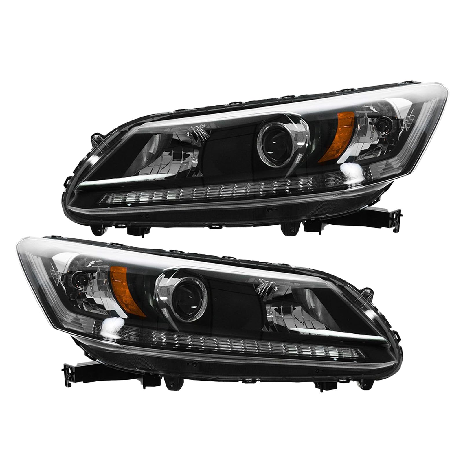 Trq Driver & Passenger Side Headlight Assembly Set Headlights Driver & Passenger Side Compatible With 2013-2015 Honda Accord Ho2