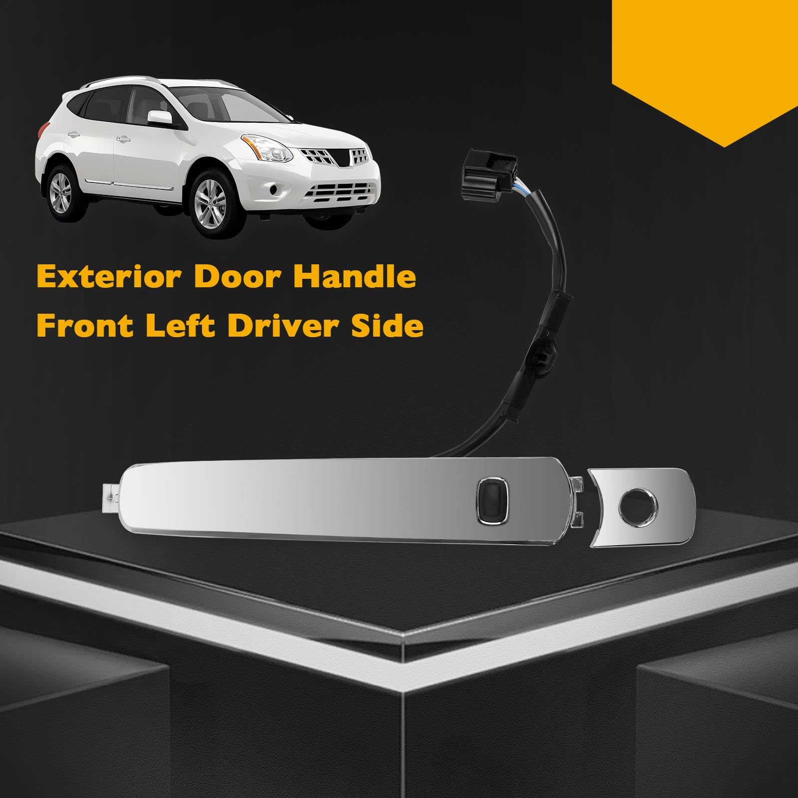 Exterior Chrome Door Handle Front Left Driver Side With Keyhole | Smart Entry Keyless | For 2010-2013 Nissan Rogue | Replaces# 8