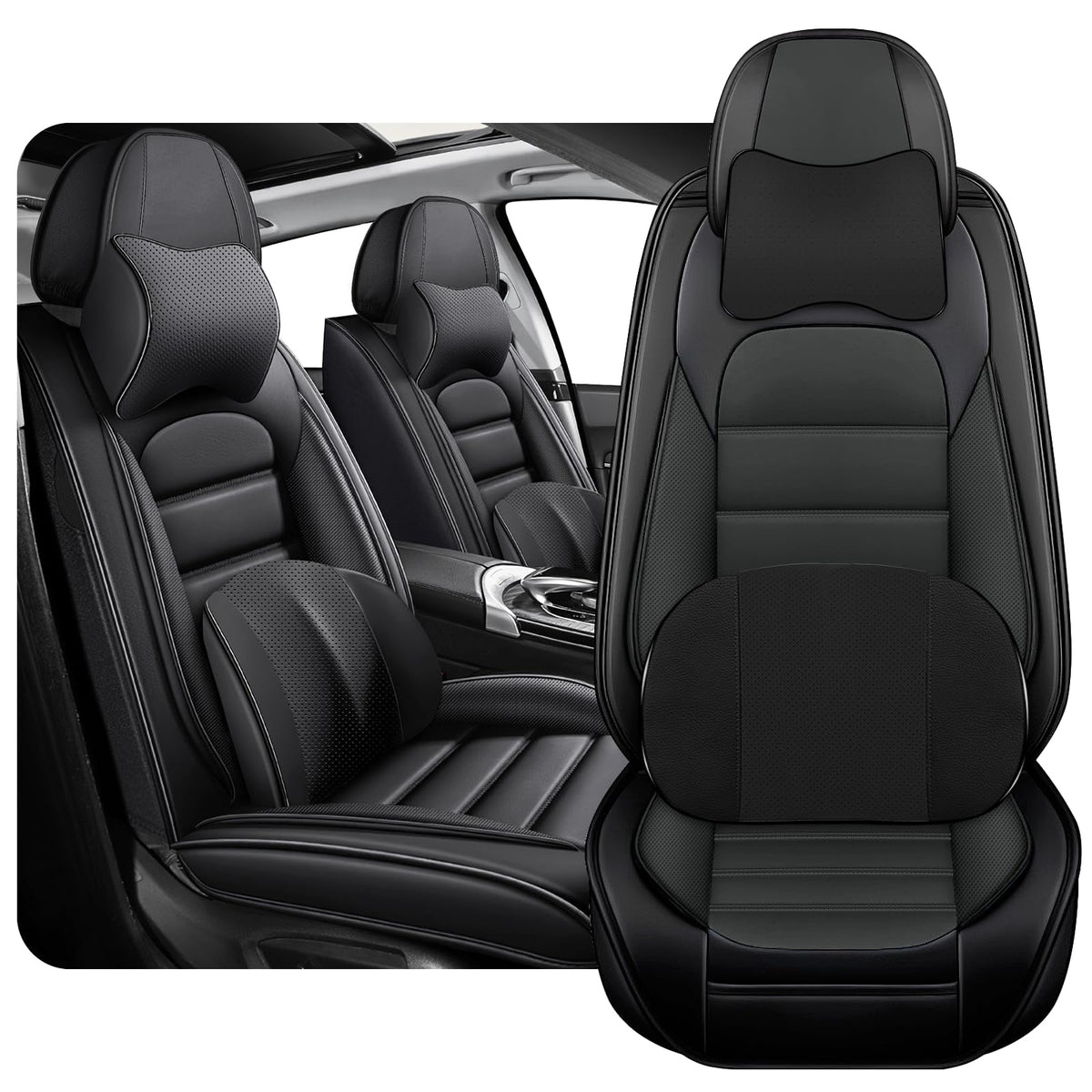 KNCY Seat Covers for GMC Sierra Chevy Silverado 1500 2500/HD 3500/HD Trail Boss Z71 Crew Cab Double Extended 2007-2024, Full Cov