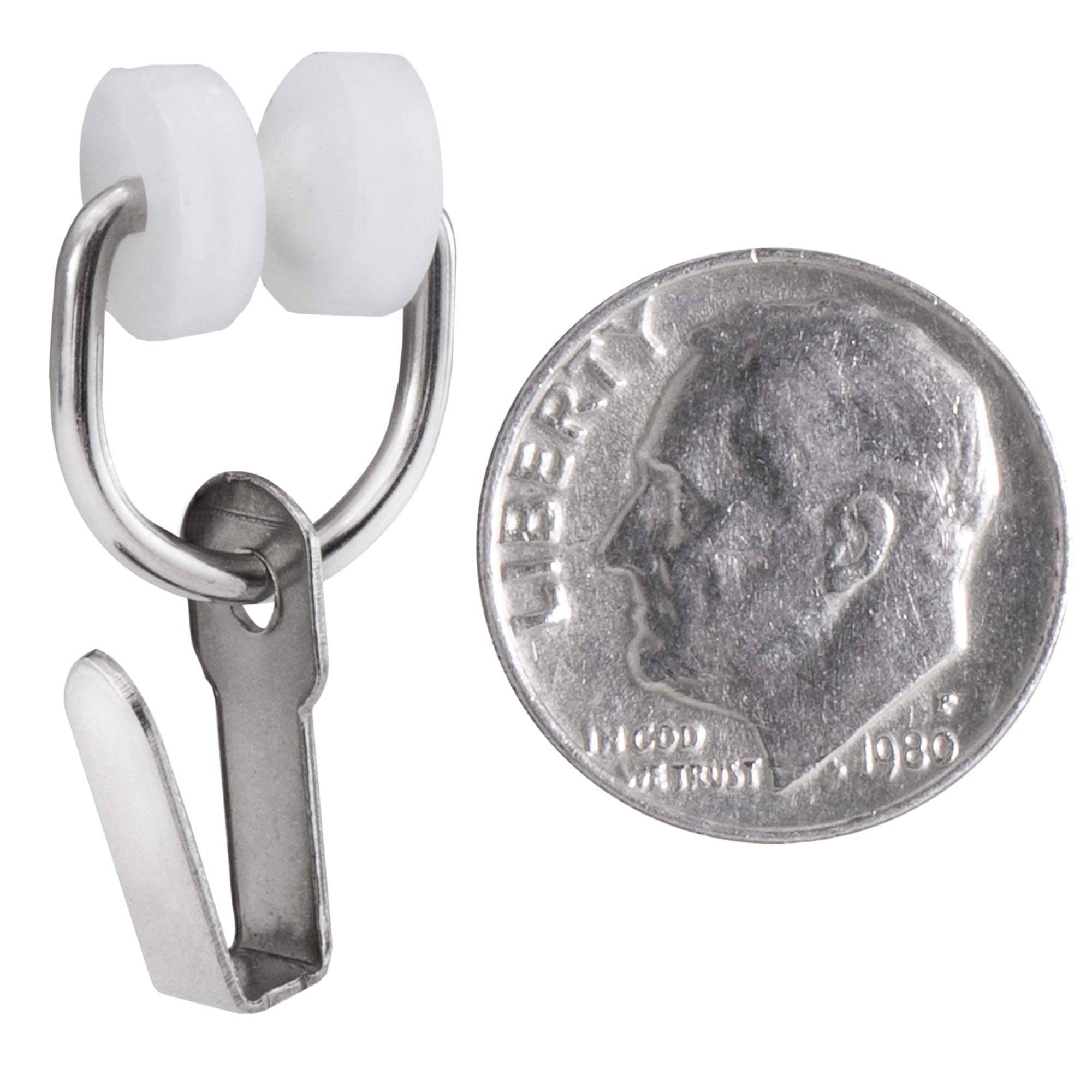 RecPro RV Curtain Carrier Hooks – Nylon Wheels with Metal Ring for I-Beam Track, Smooth Gliding, 14 or 20 Pack, Easy Install, Silver/Black