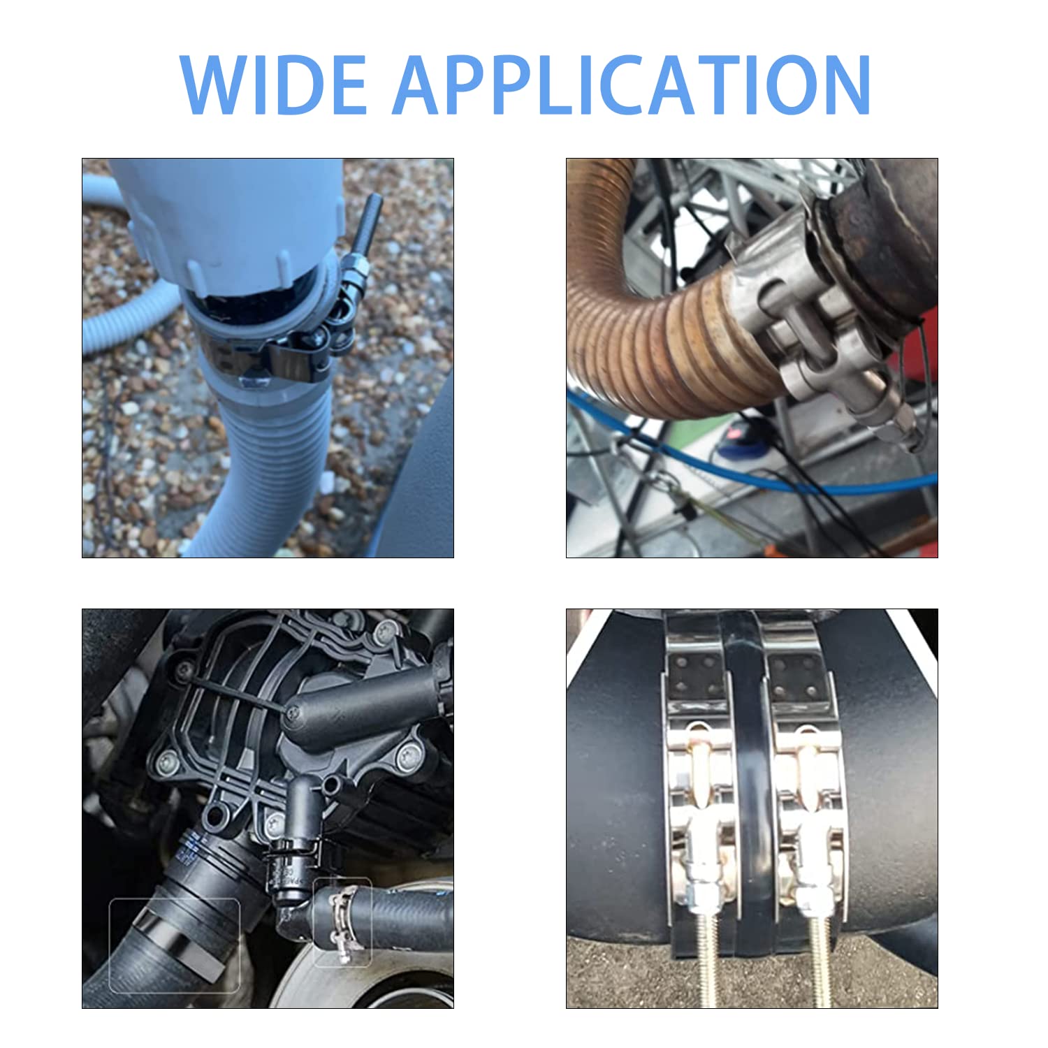 Peromi 10Pack T Bolt Hose Clamp 46-52Mm For 1.5 '' Hose Id, Stainless Steel Radiator Heavy Duty Hose Clamp Intake Clamp