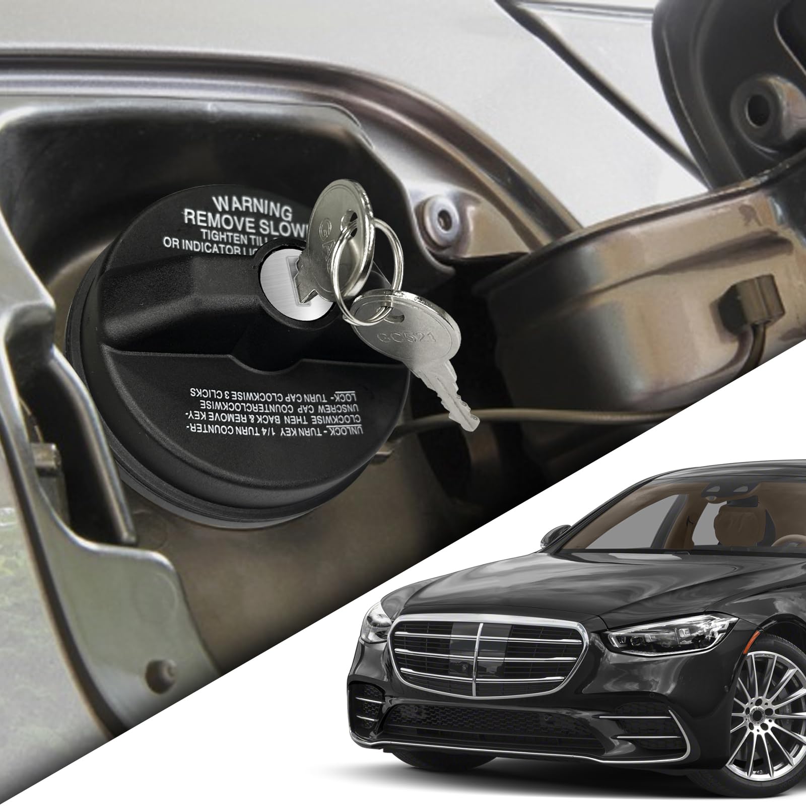 Qboonpt Locking Gas Cap, Fuel Gas Tank Cover Locked Compatible With Toyota 4Runner, Chevy Silverado Camaro, Honda Nissan Gmc Mazda Buick And More, Replace #10504 77300-47020 (Black)