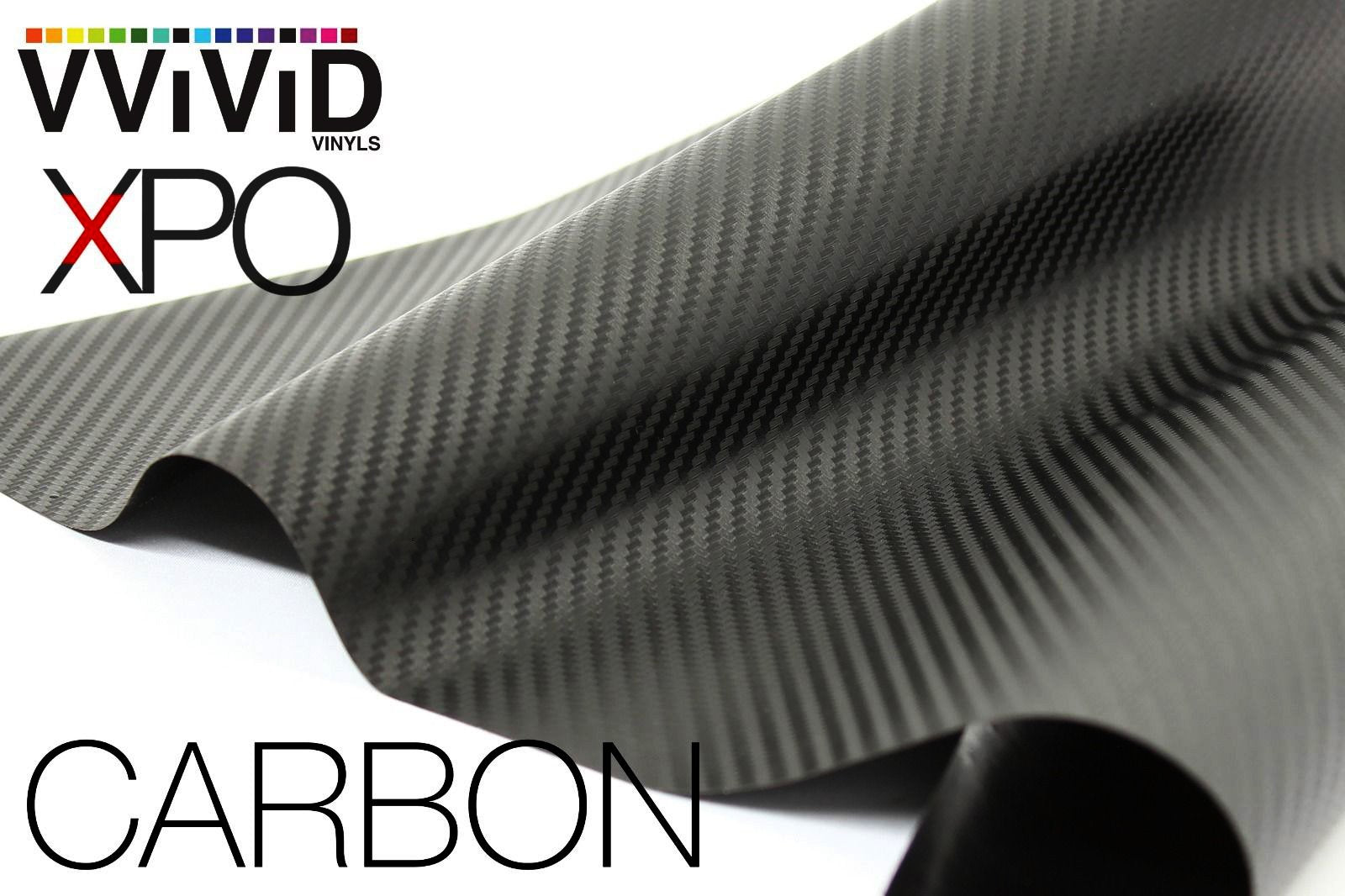 Vvivid Xpo Dry Deep Black 3D Carbon Fiber Vinyl Wrap Roll With Air Release Technology (1Ft X 5Ft)