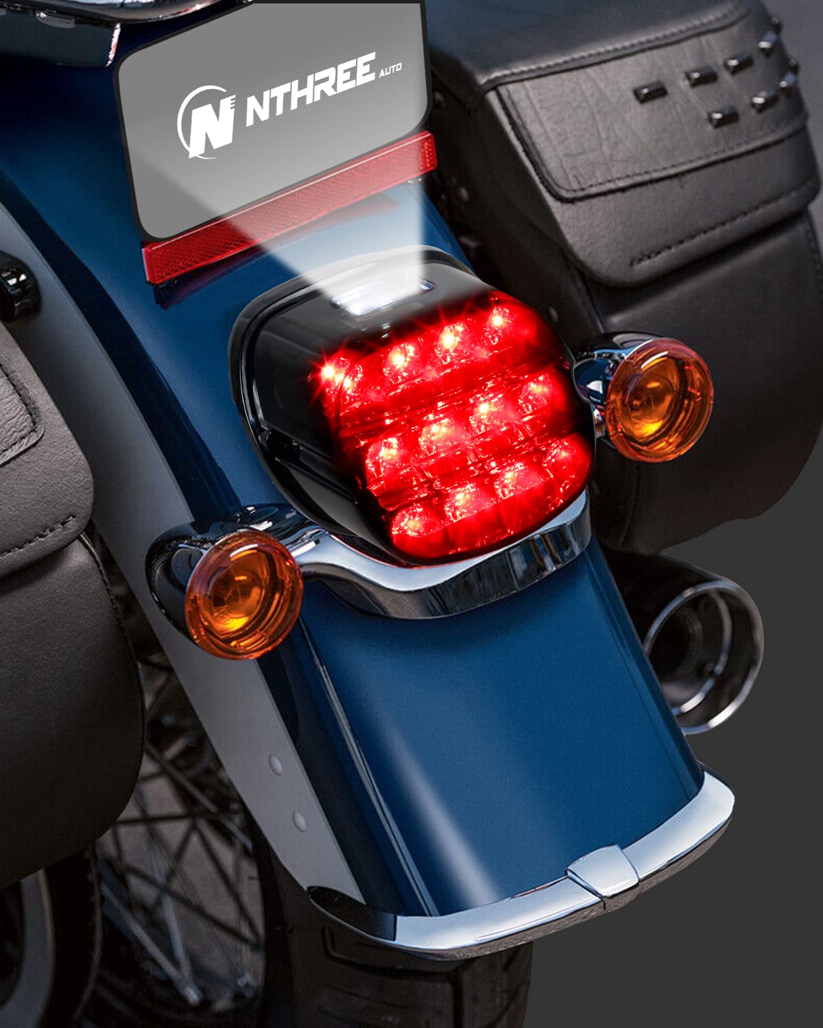 Nthreeauto Smoked Led Rear Brake Tail Light Integrated Turn Signals Taillights Compatible With Harley Dyna Road King Electra Gli