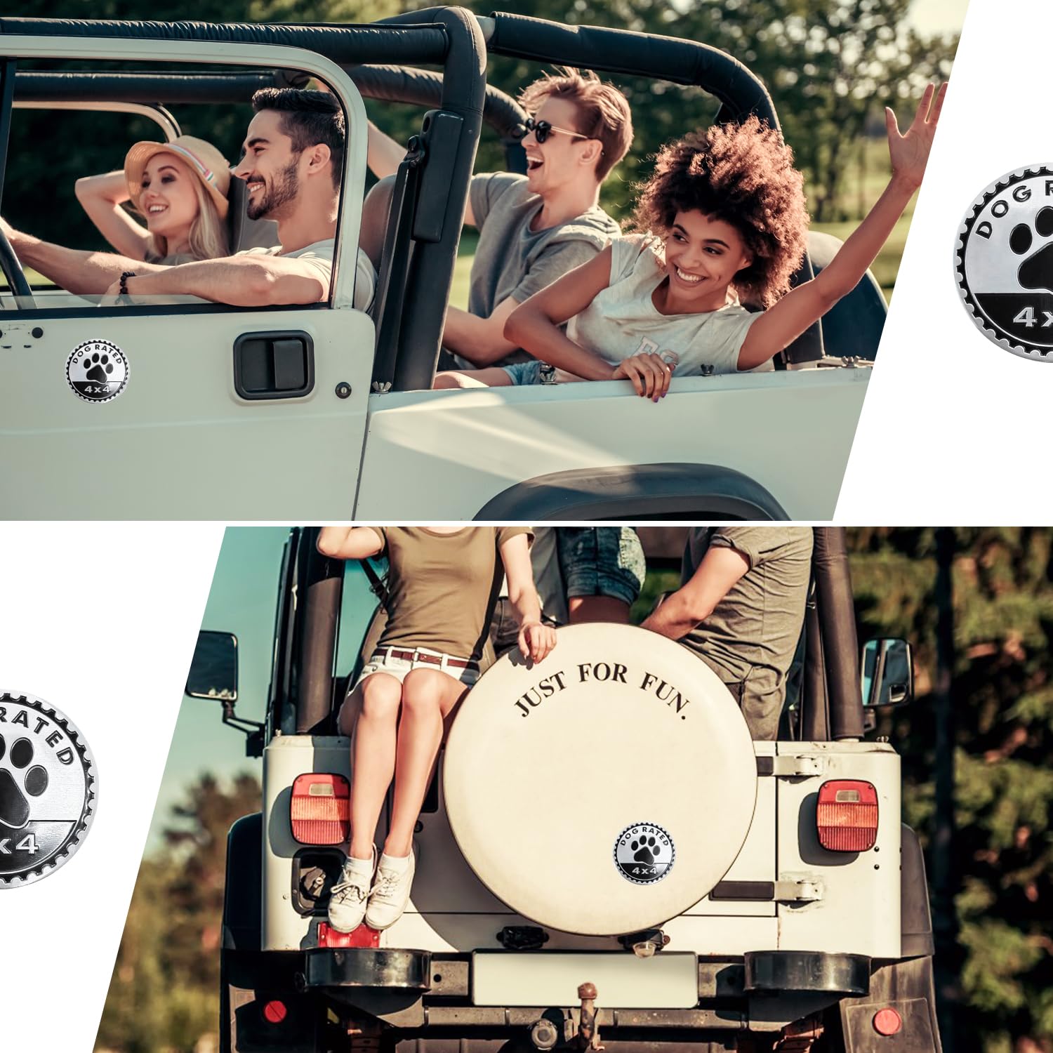 2 Pcs Dogs Badge Rated Car Emblem, 4 X 4 Metal Automotive Badge, 3D Round Metal Car Badges Emblems, Car Badge Decals Stickers Co