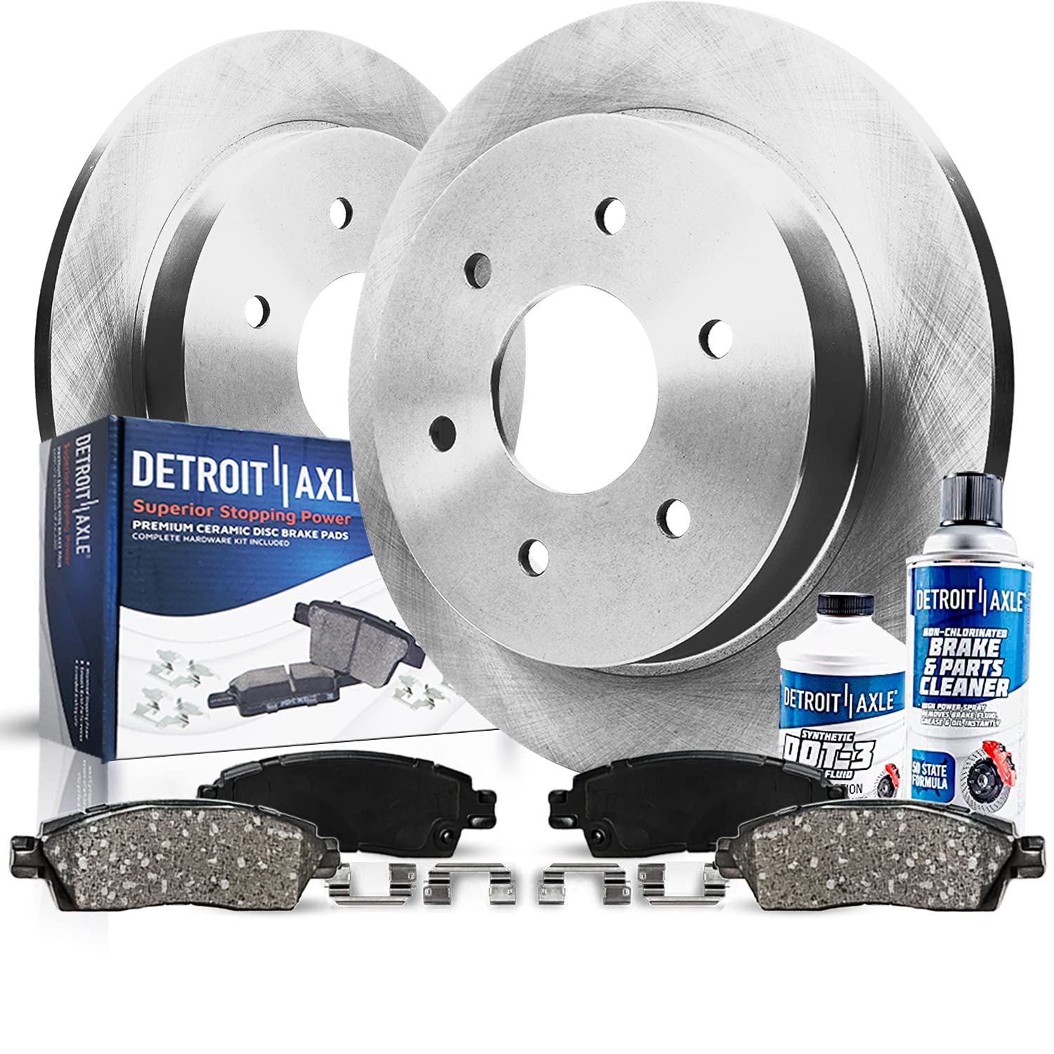 Detroit Axle - Rear Brake Kit for 2006-2010 Hummer H3, 2009-2010 H3T, Disc Brake Rotors Ceramic Brakes Pads w/Hardware Replaceme