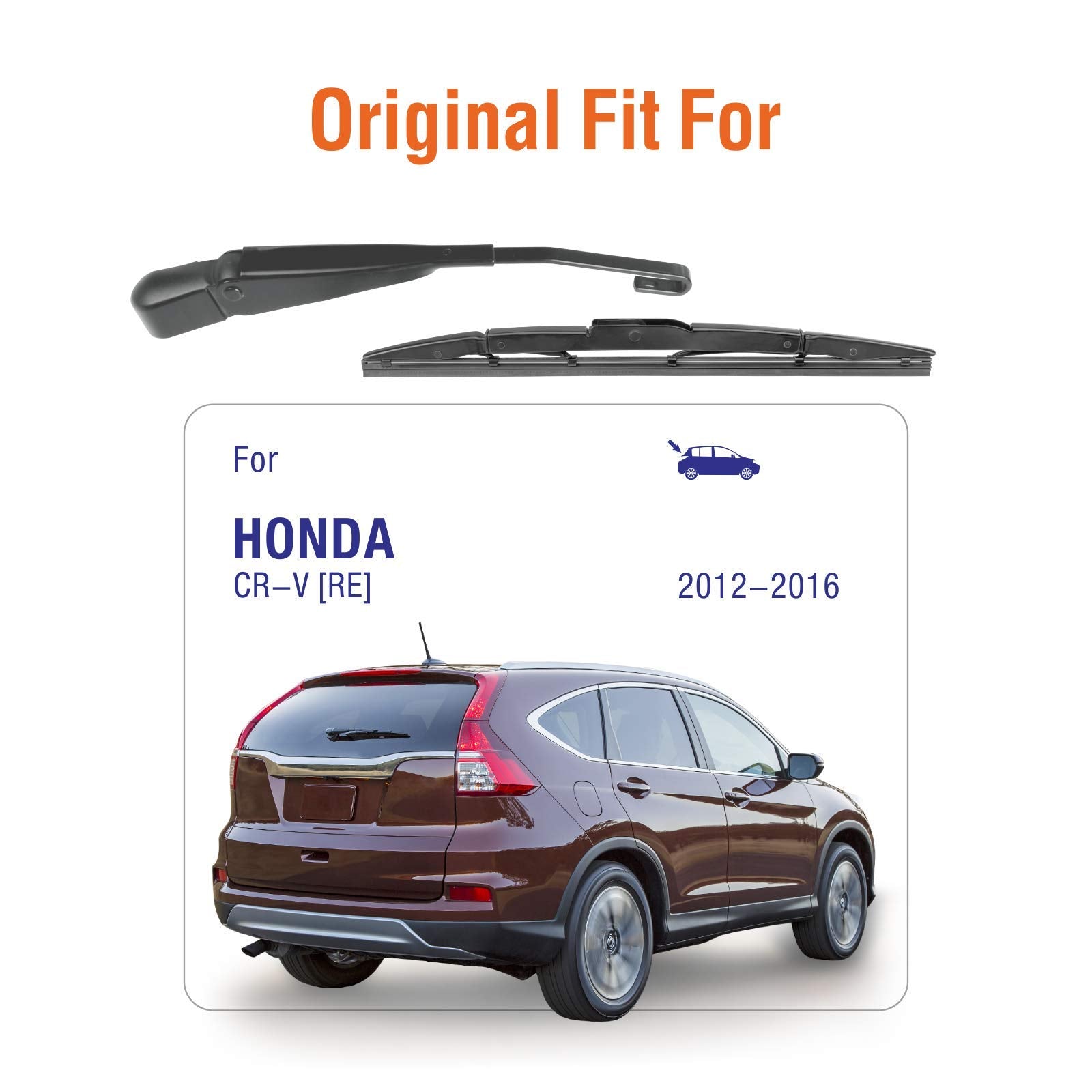 Wowiper Rear Wiper Arm With Blades Assembly For Honda Crv 2016 2015 2014 2013 2012, Genuine Oe Back Windshield Wiper 76720-T0A-0