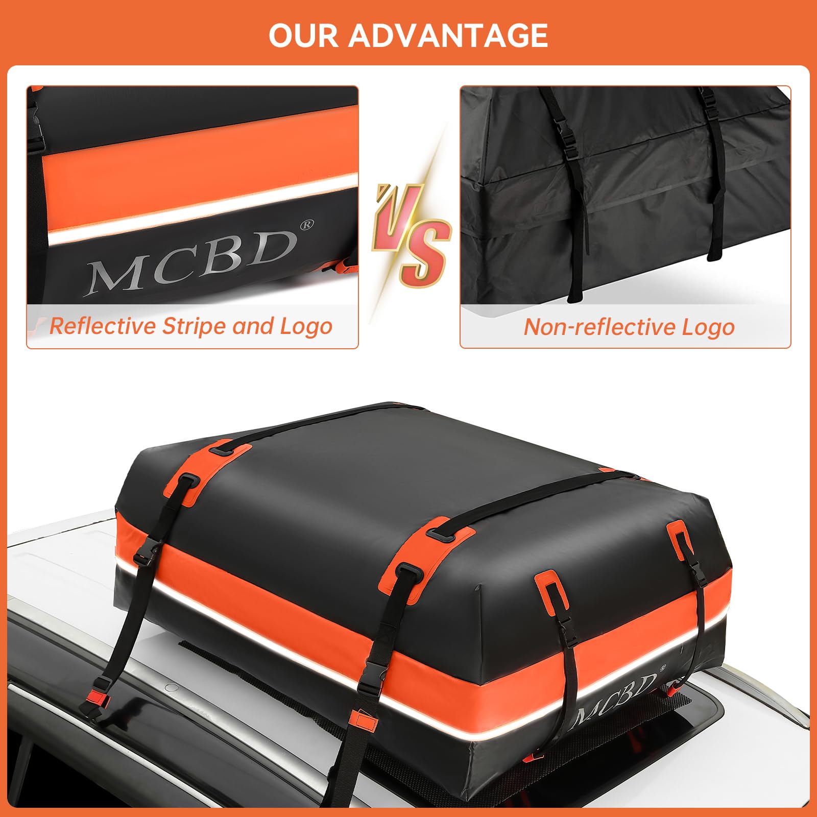 Rooftop Cargo Carrier Bag,15 Cubic Feet Soft-Shell Waterproof Car Roof Luggage Bag For All Vehicles Suv With/Without Rails,Inclu