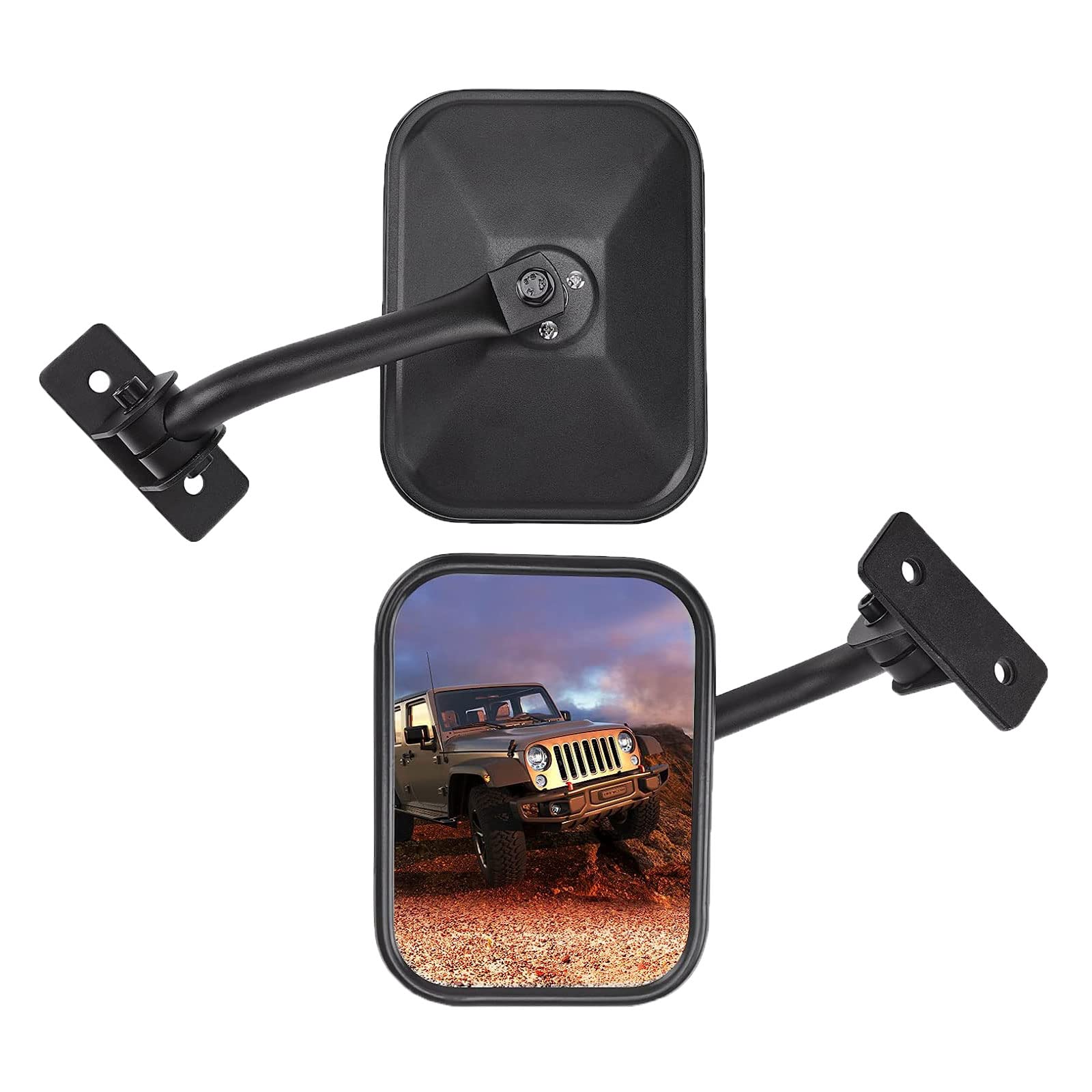 Qmparts Upgraded Mirrors Doors Off Compatible With Wrangler Tj Jk Jku, No Vibrate & Wobble Side View Mirrors, Easy-Install Quick
