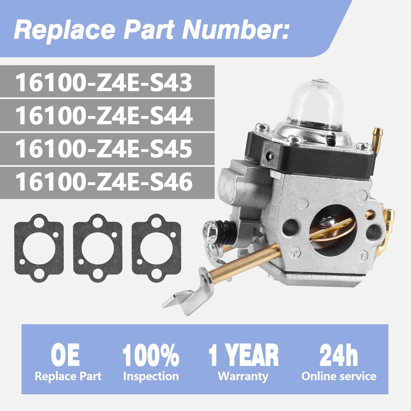 Carburetor Kits Fit For Honda Mtx60 Mtx70 Gx100 Mtx60Hd Mtx70Hd Replaces 16100-Z4E-S43 Hda278 Gx100Ukrbf