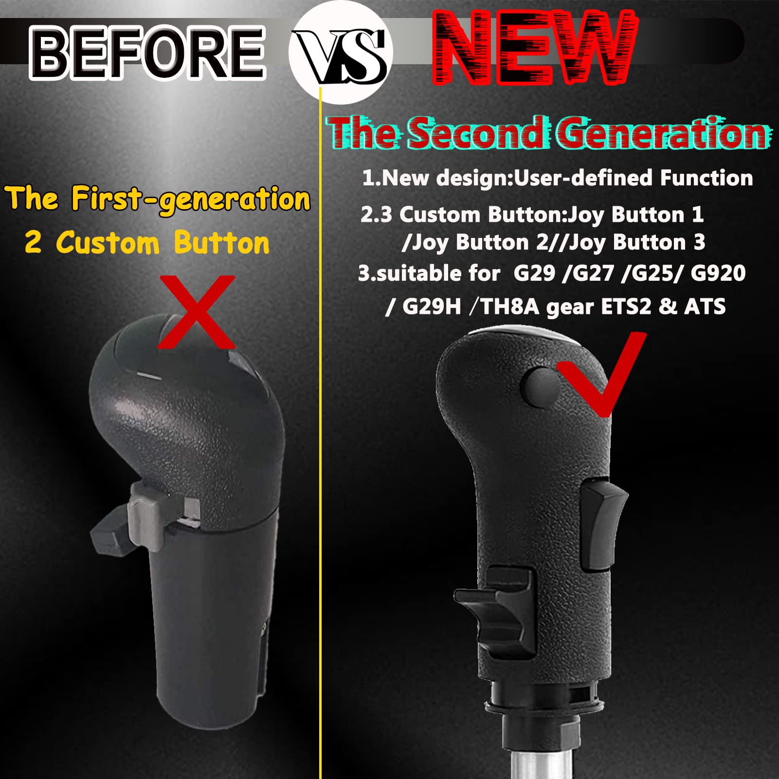 Obokidly Usb Gearshift Knob Support G29 G920 G27 For Simracing Game Sim Rig Ets2&Ats Games Euro Truck Simulator Shifter (Blck-Gear Shift Shifter Knob)