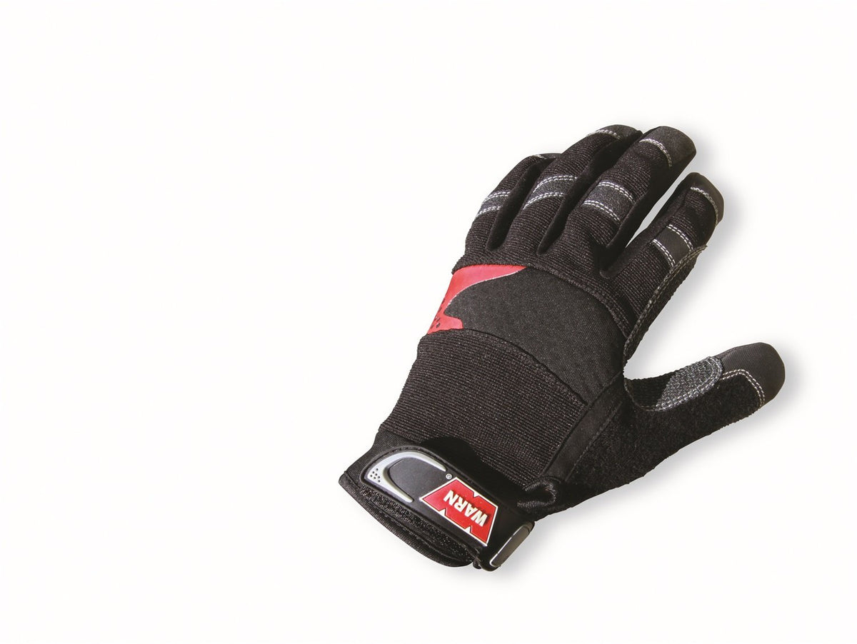 Warn 91650 Hand Protection: Synthetic Leather Winch Gloves With Kevlar Reinforcement, Large, Black, 1 Pair